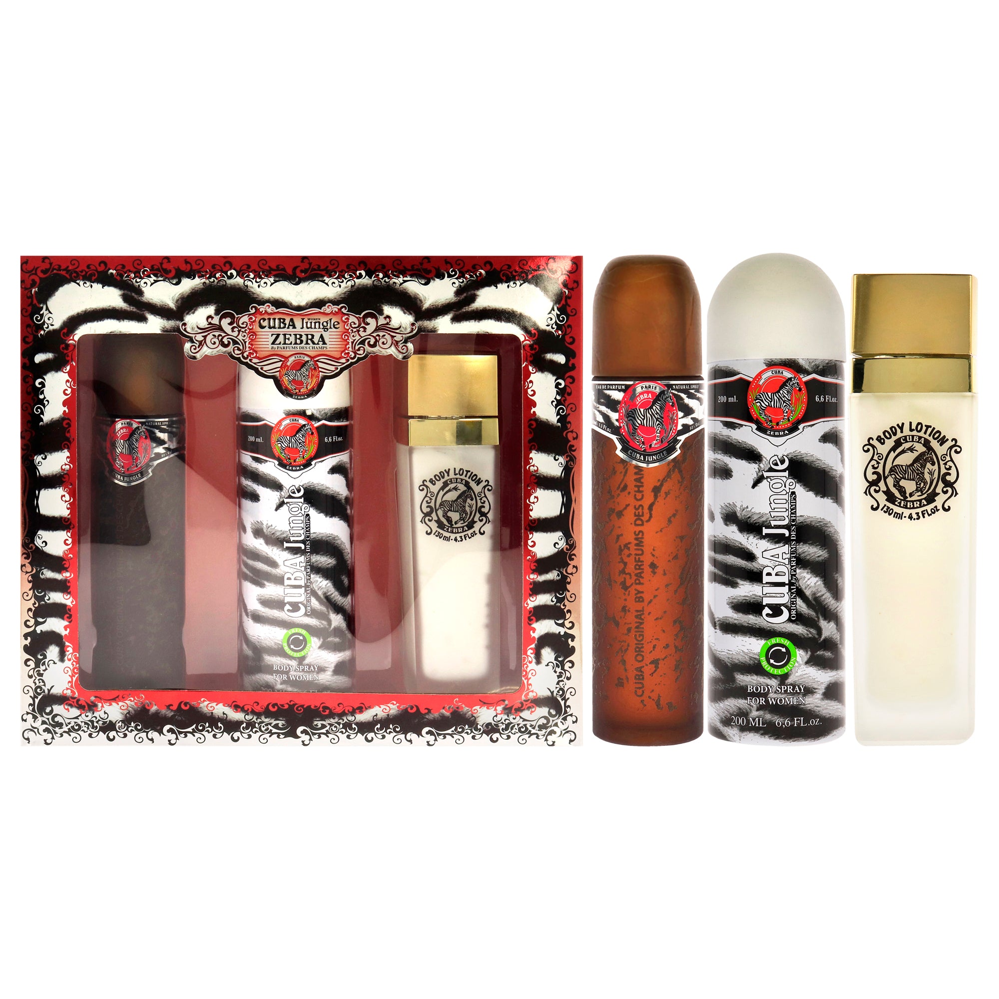 Cuba Jungle Zebra 3 Pc Gift Set-Thefragrancemart.com