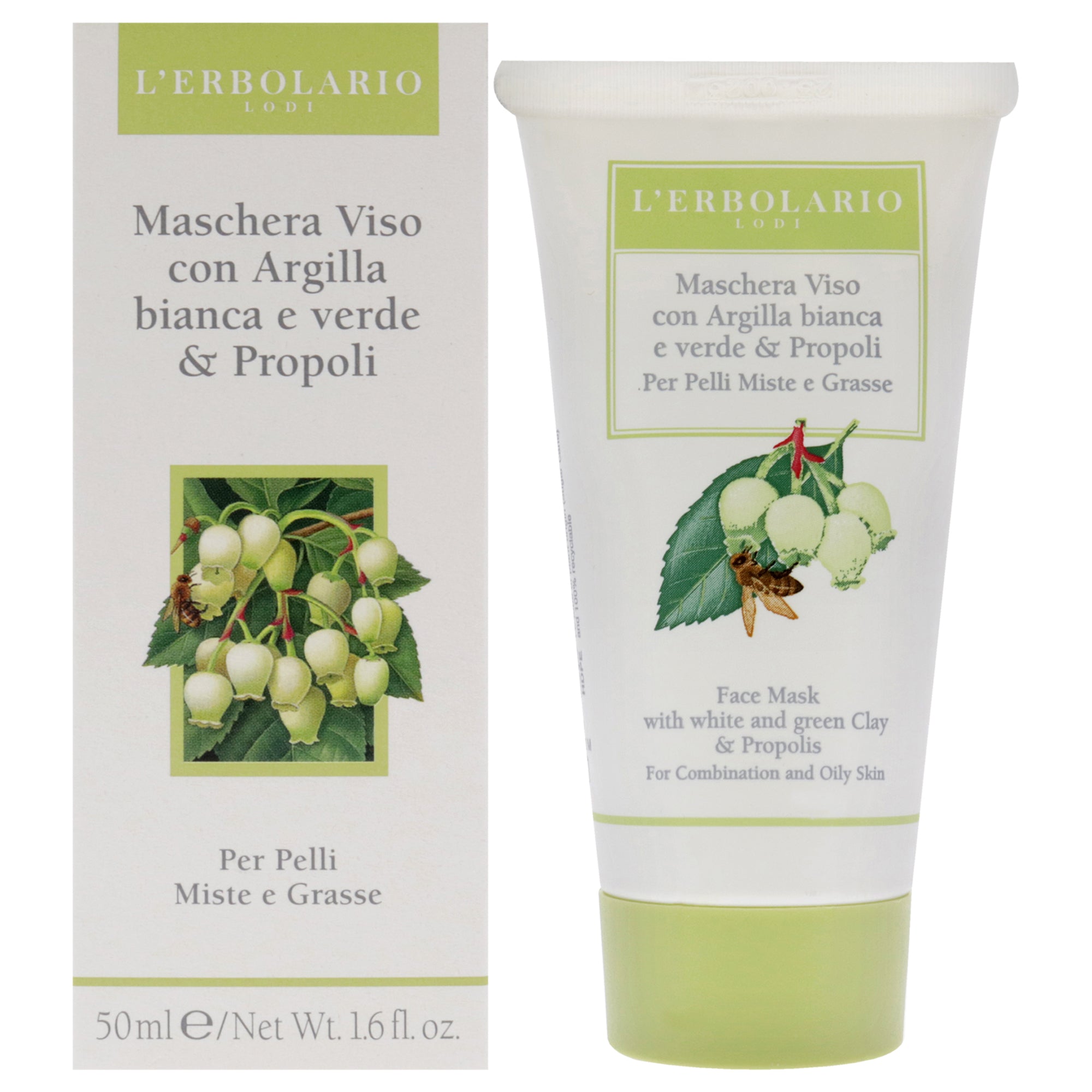 LErbolario Face Mask - White and Green Clay -Thefragrancemart.com