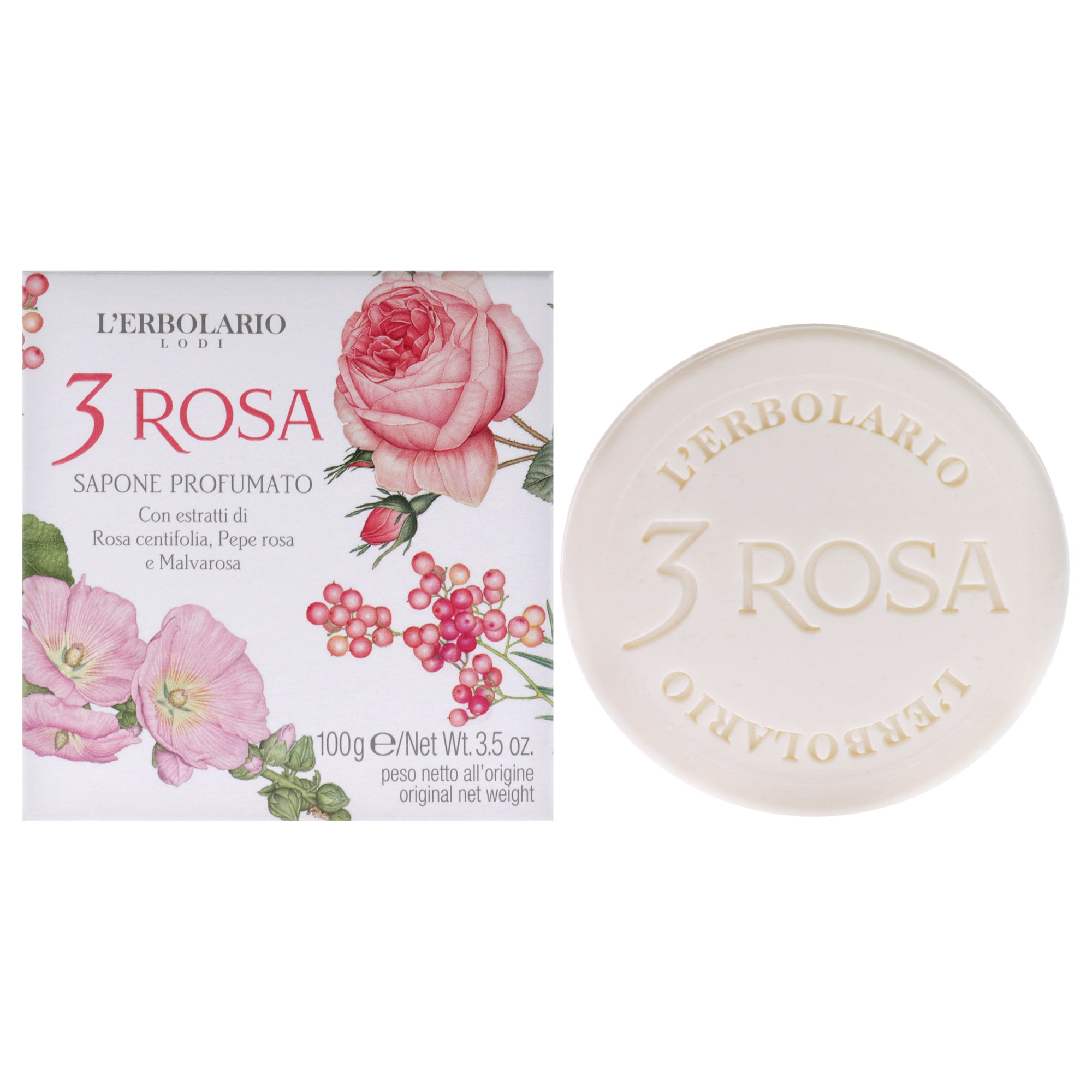 LErbolario 3 Rose Perfumed Bar Soap -Thefragrancemart.com