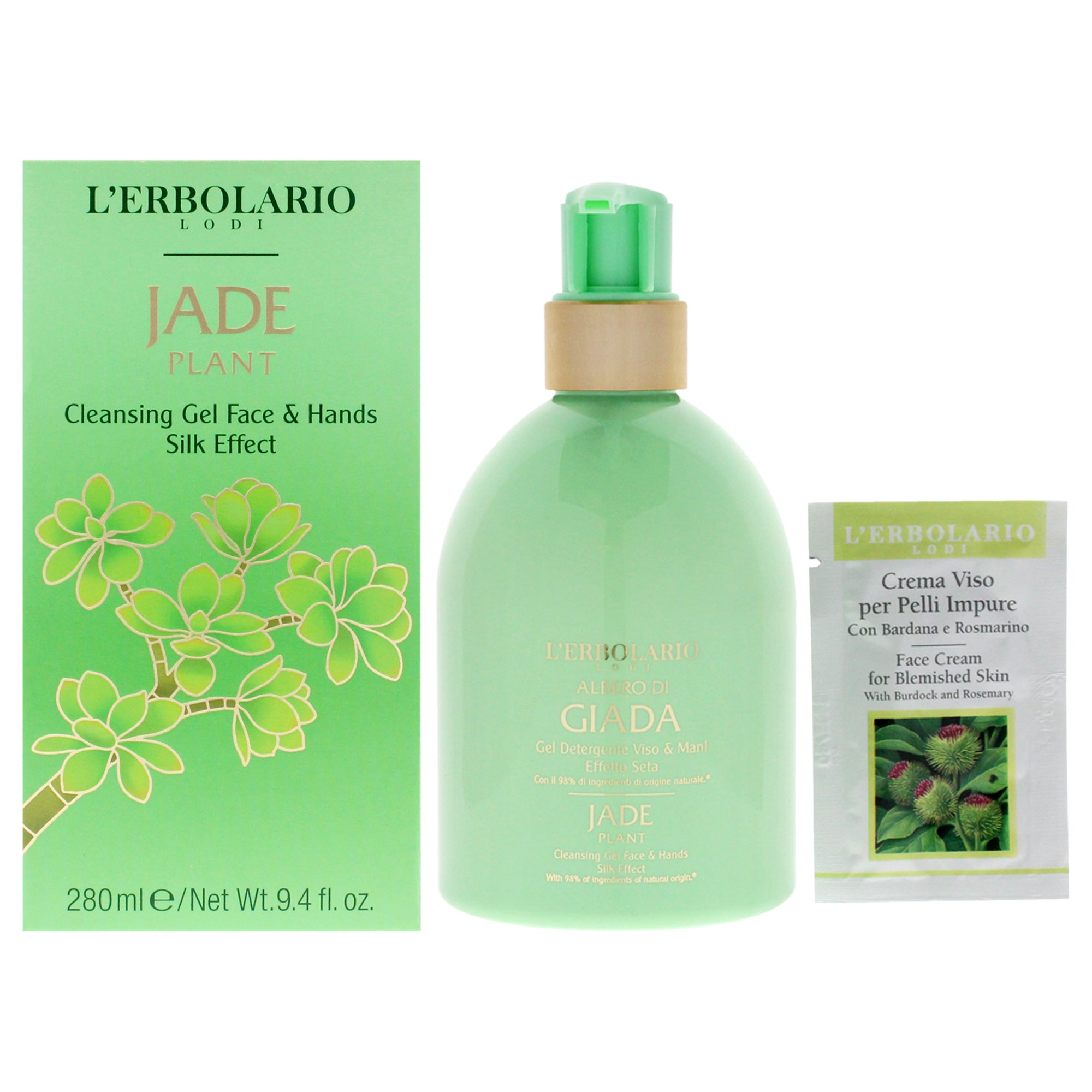 LErbolario Cleansing Gel Face and Hands Silk Effect - Jade Plant -Thefragrancemart.com