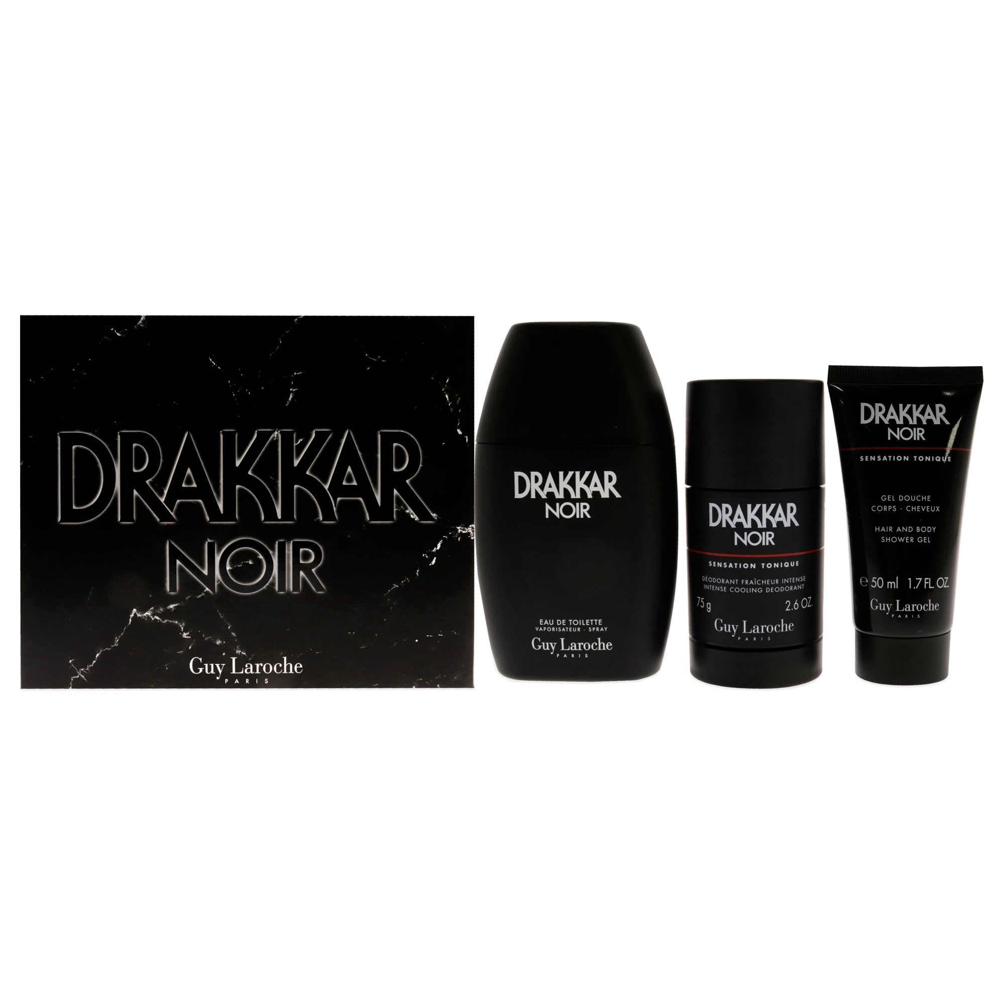 Guy Laroche Drakkar Noir 3 Pc Gift Set-Thefragrancemart.com