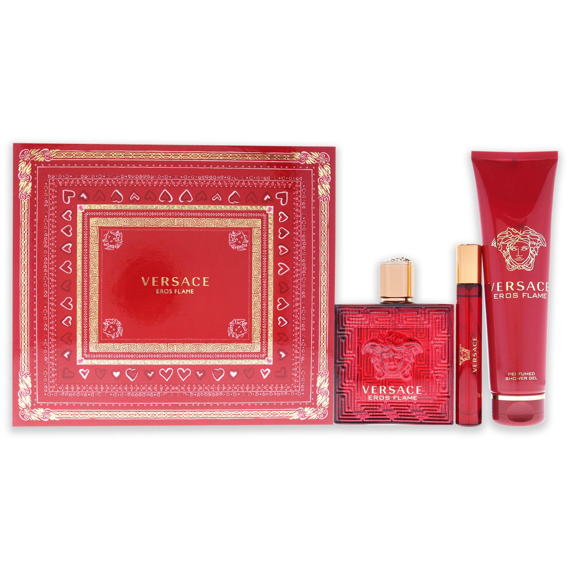 Versace Eros Flame 3 Pc Gift Set-Thefragrancemart.com