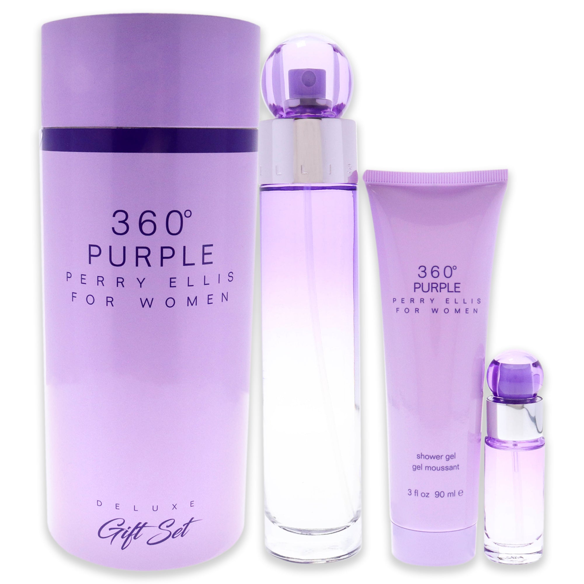 Perry Ellis 360 Purple 3 Pc Gift Set-Thefragrancemart.com