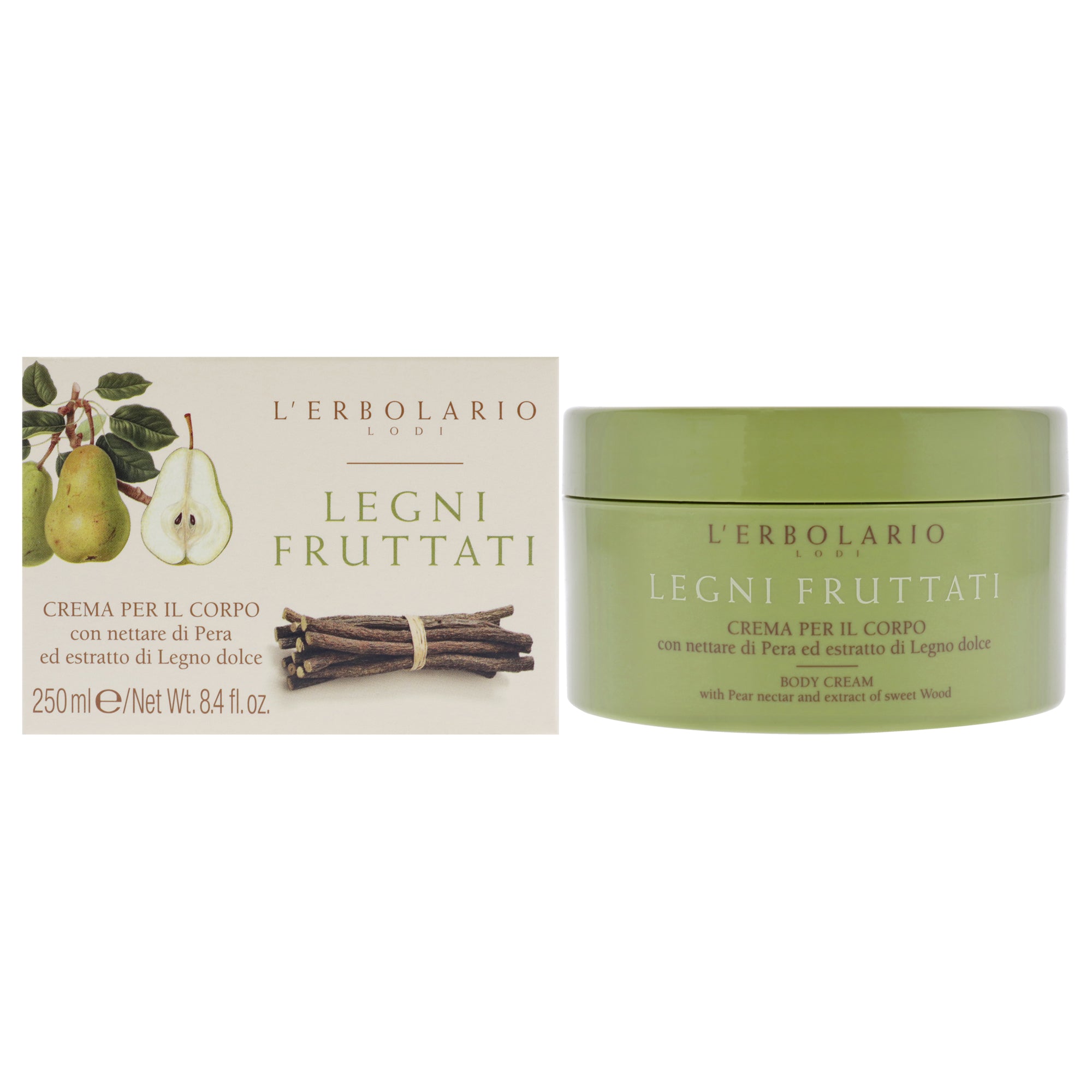 LErbolario Body Cream - Pear Nectar and Sweet Woods -Thefragrancemart.com