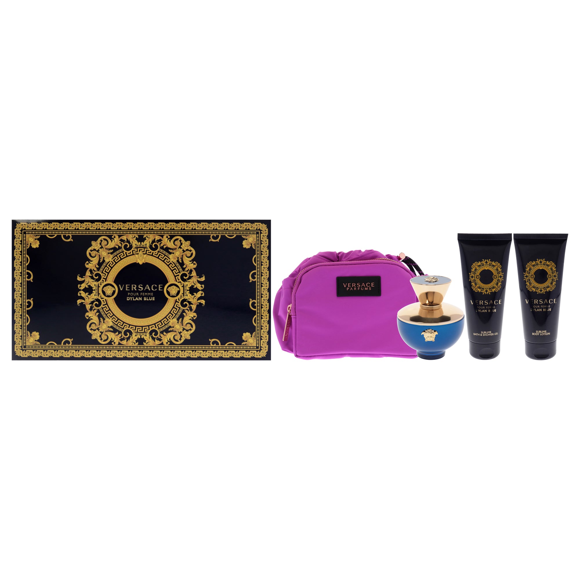 Versace Dylan Blue 4 Pc Gift Set-Thefragrancemart.com
