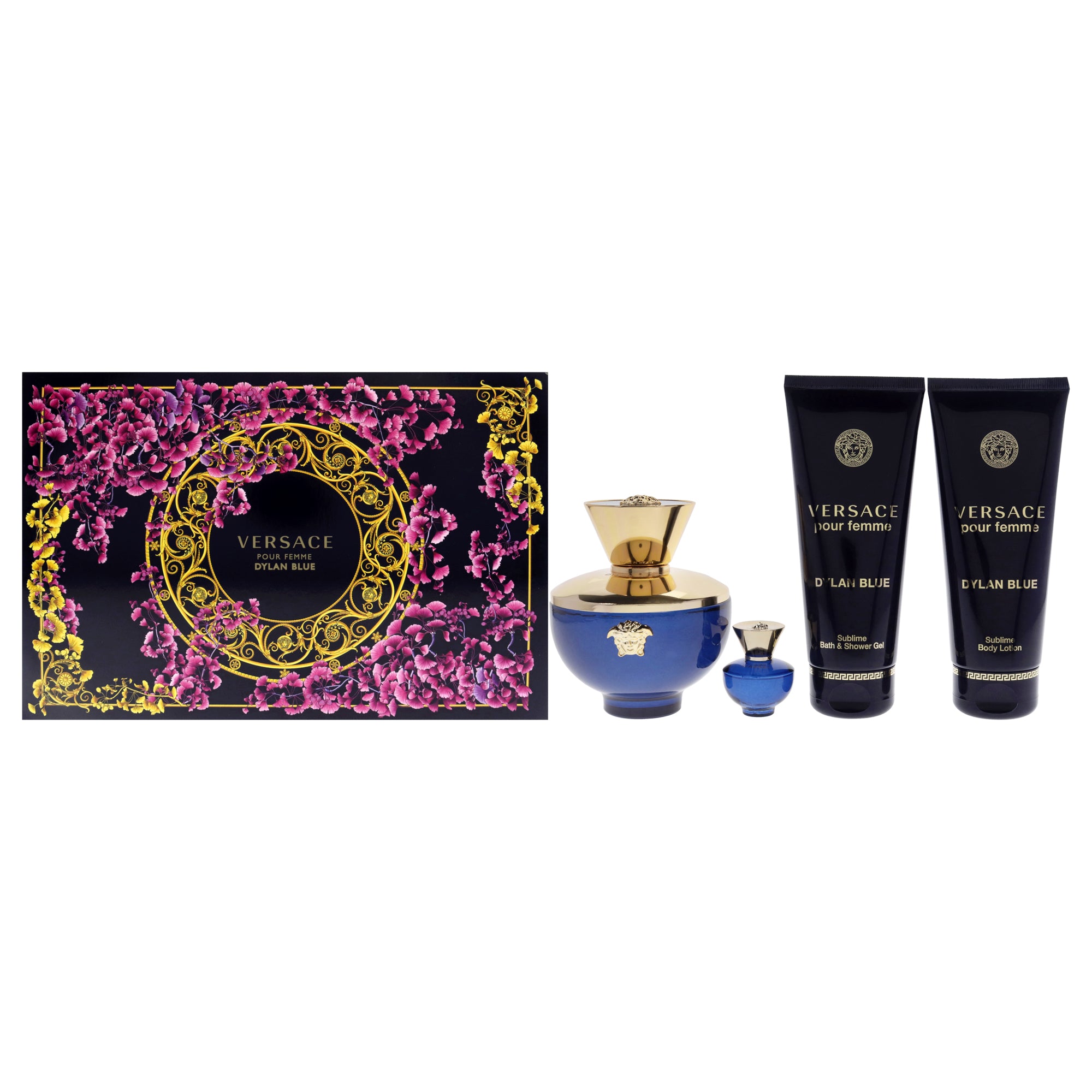 Versace Dylan Blue 4 Pc Gift Set-Thefragrancemart.com