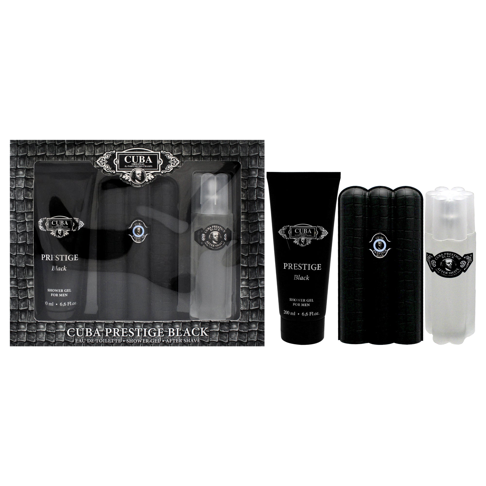 Cuba Prestige Black 3 Pc Gift Set-Thefragrancemart.com