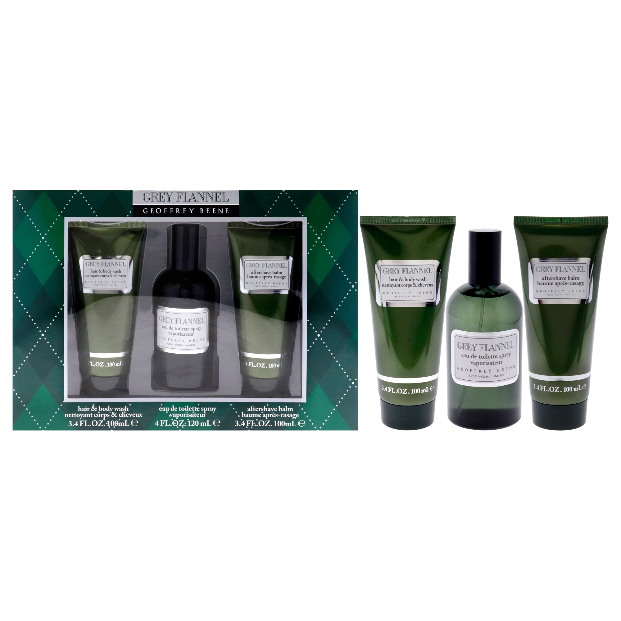 Geoffrey Beene Grey Flannel 3 Pc Gift Set-Thefragrancemart.com