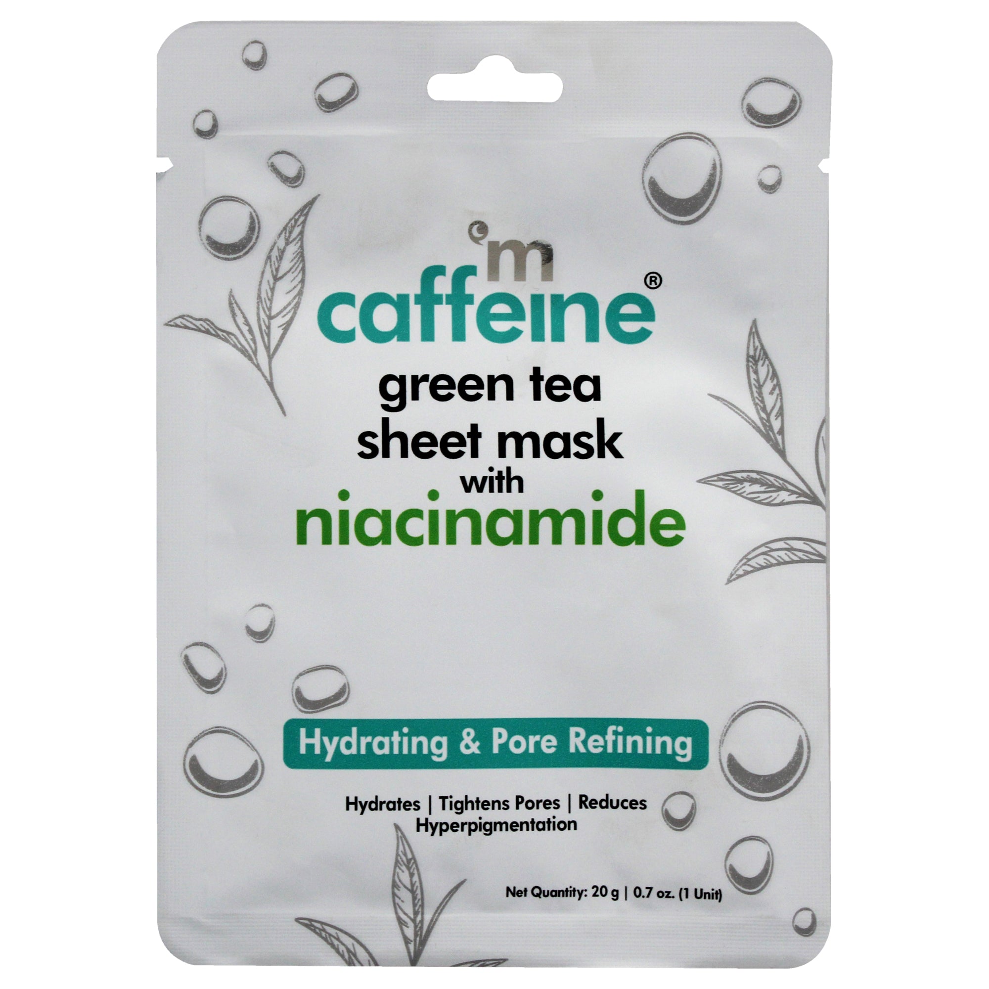 mCaffeine Green Tea Sheet Mask with Niacinamide -Thefragrancemart.com