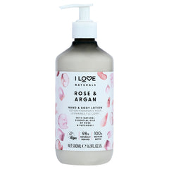 I Love Cosmetics Naturals Hand and Body Lotion - Rose and Argan -Thefragrancemart.com