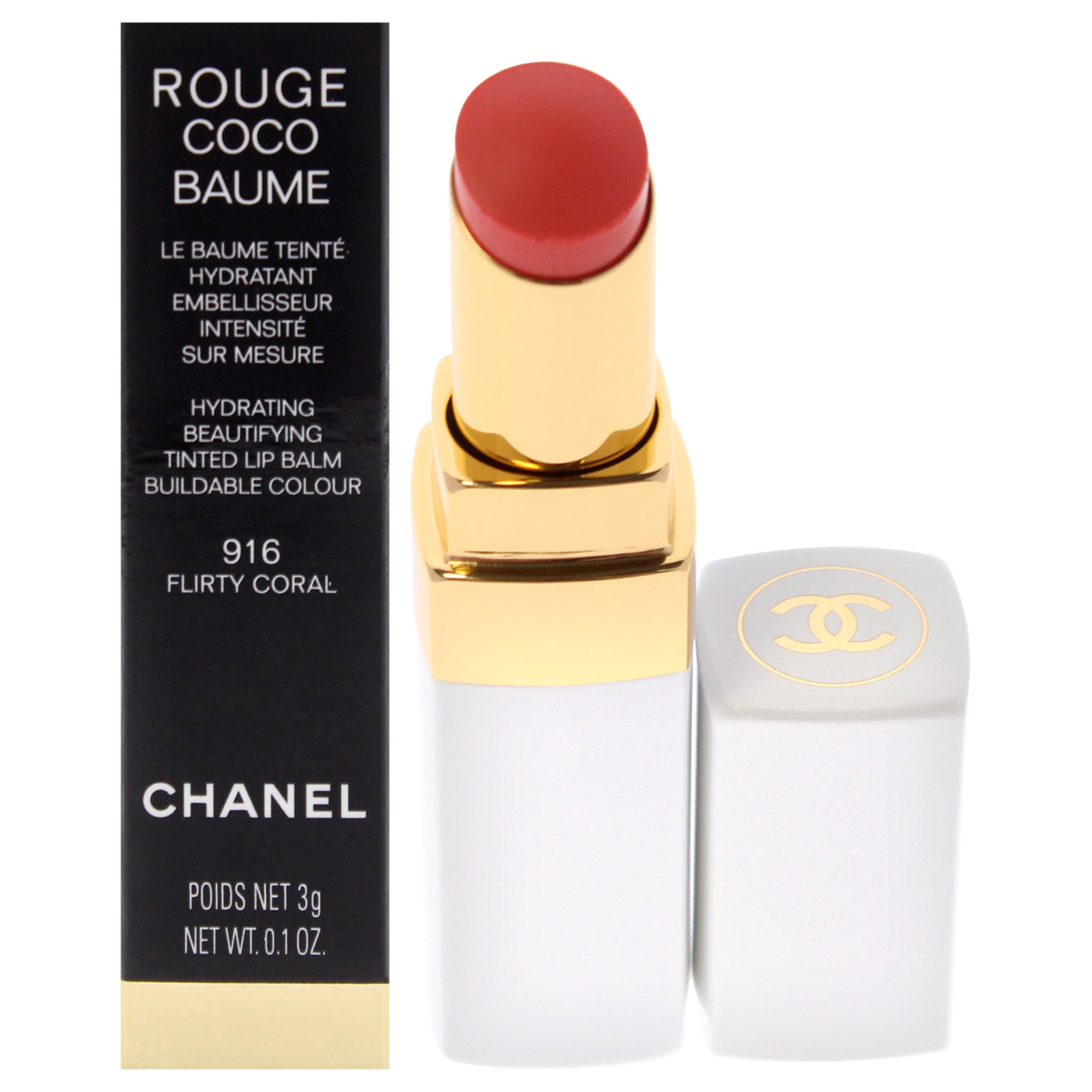 Chanel Rouge Coco Baume Hydrating Beautifying Tinted - 916 Flirty Coral -Thefragrancemart.com