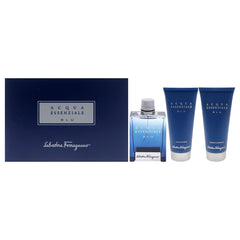 Salvatore Ferragamo Acqua Essenziale Blu 3 Pc Gift Set-Thefragrancemart.com