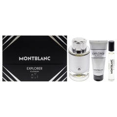 Mont Blanc Explorer Platinum 3 Pc Gift Set-Thefragrancemart.com