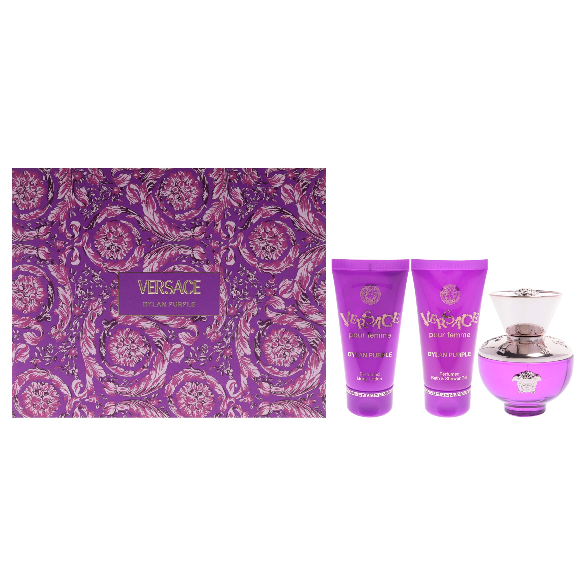Versace Dylan Purple 3 Pc Gift Set-Thefragrancemart.com