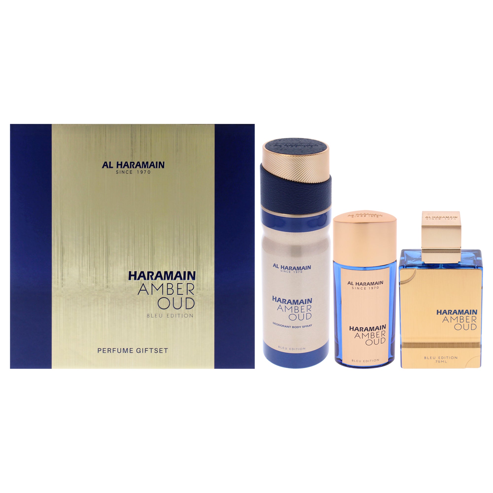 Al Haramain Amber Oud - Bleu Edition 3 Pc Gift Set-Thefragrancemart.com