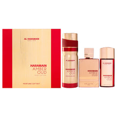 Al Haramain Amber Oud - Ruby Edition 3 Pc Gift Set-Thefragrancemart.com