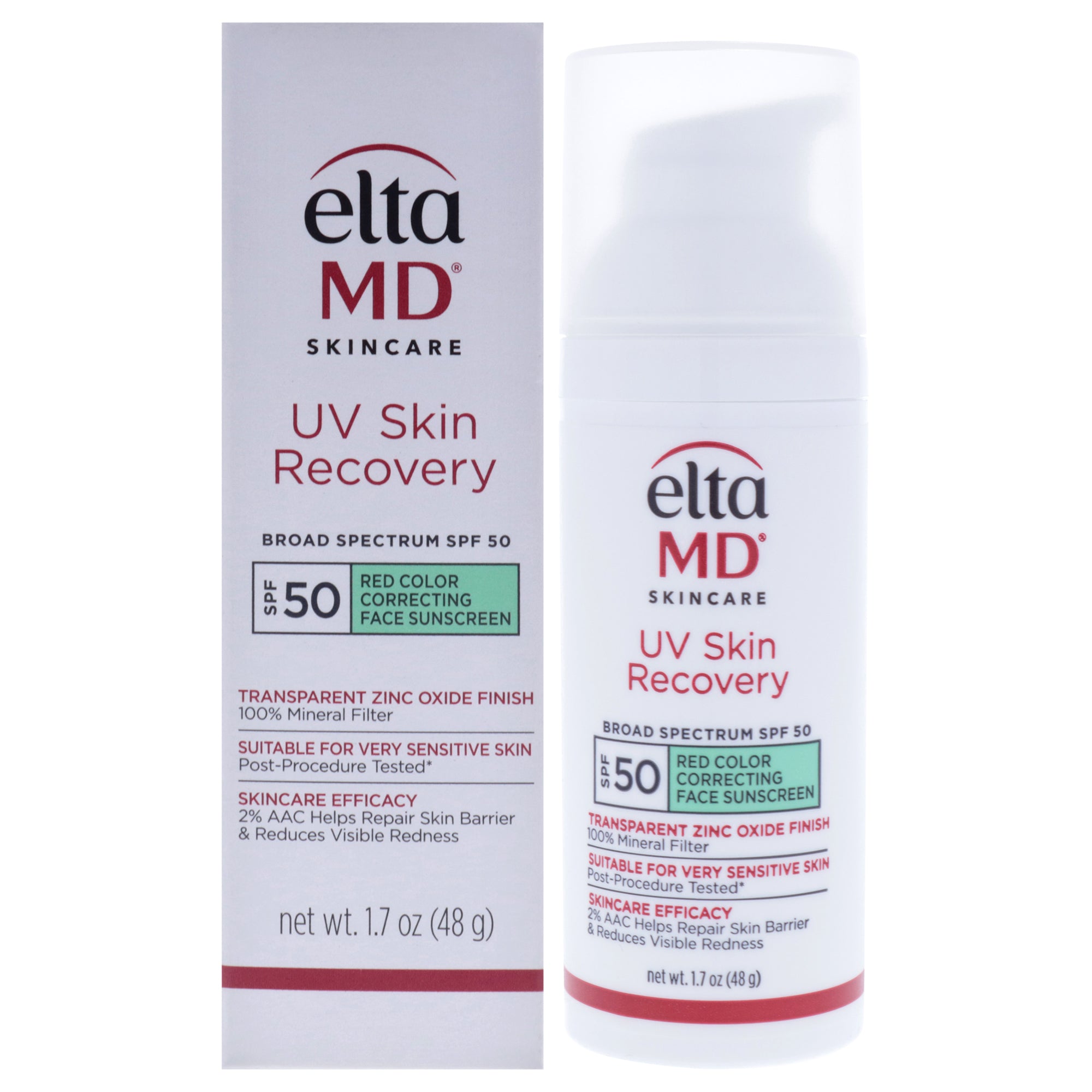 EltaMD UV Skin Recovery Red Color Correcting Green Tint Face Sunscreen SPF 50 -Thefragrancemart.com