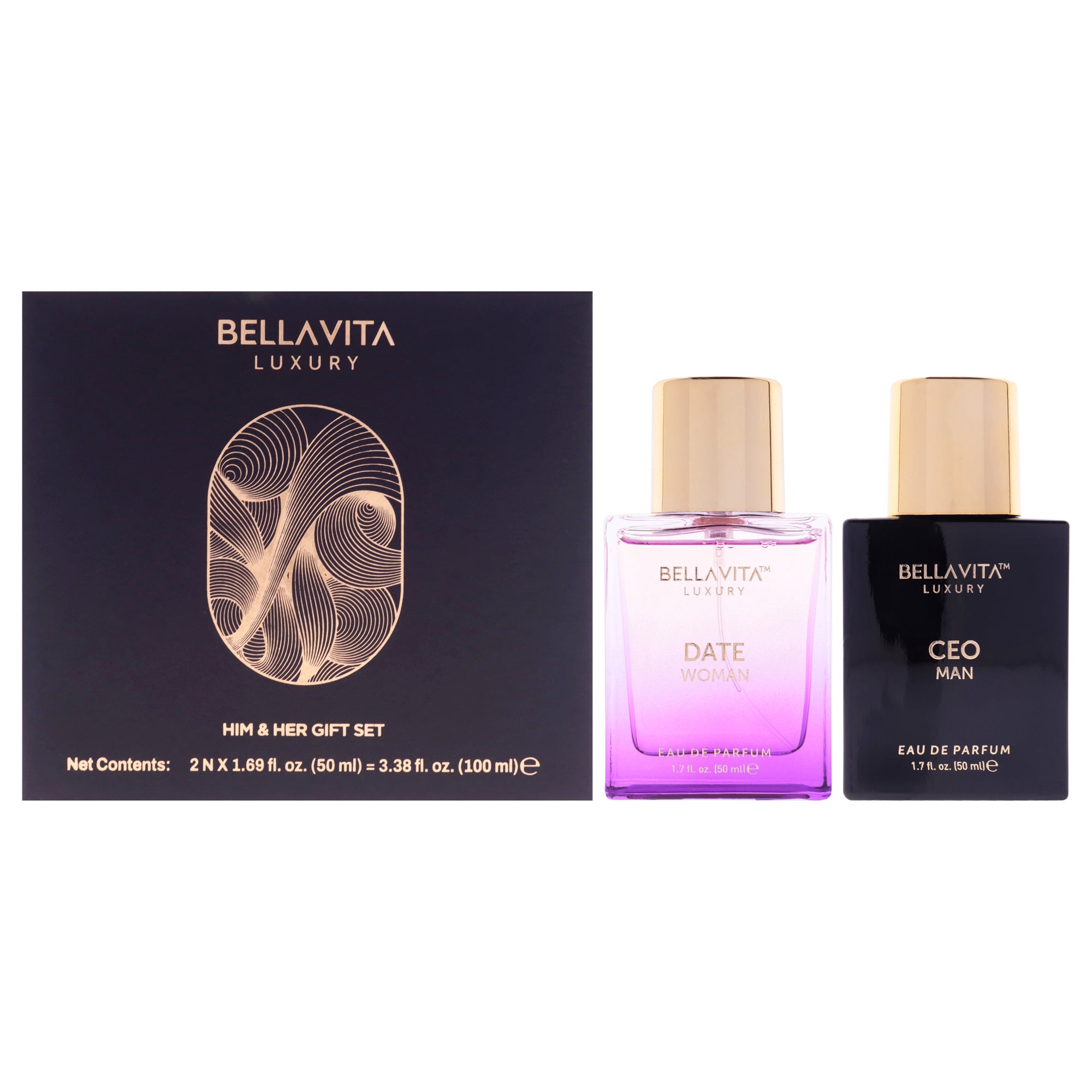Bellavita Luxury Him and Her Gift Set 2 Pc Gift Set-Thefragrancemart.com