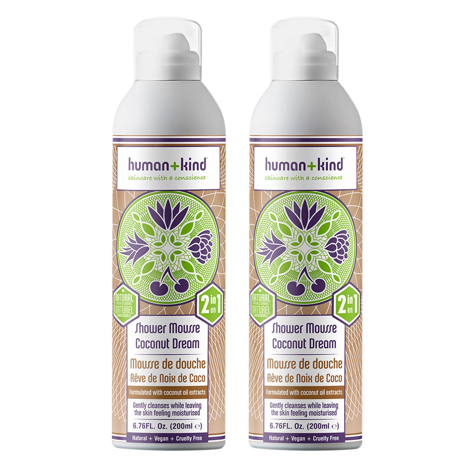 Human+Kind Shower Mousse Bodywash - Coconut Dream - Pack of 2 -Thefragrancemart.com