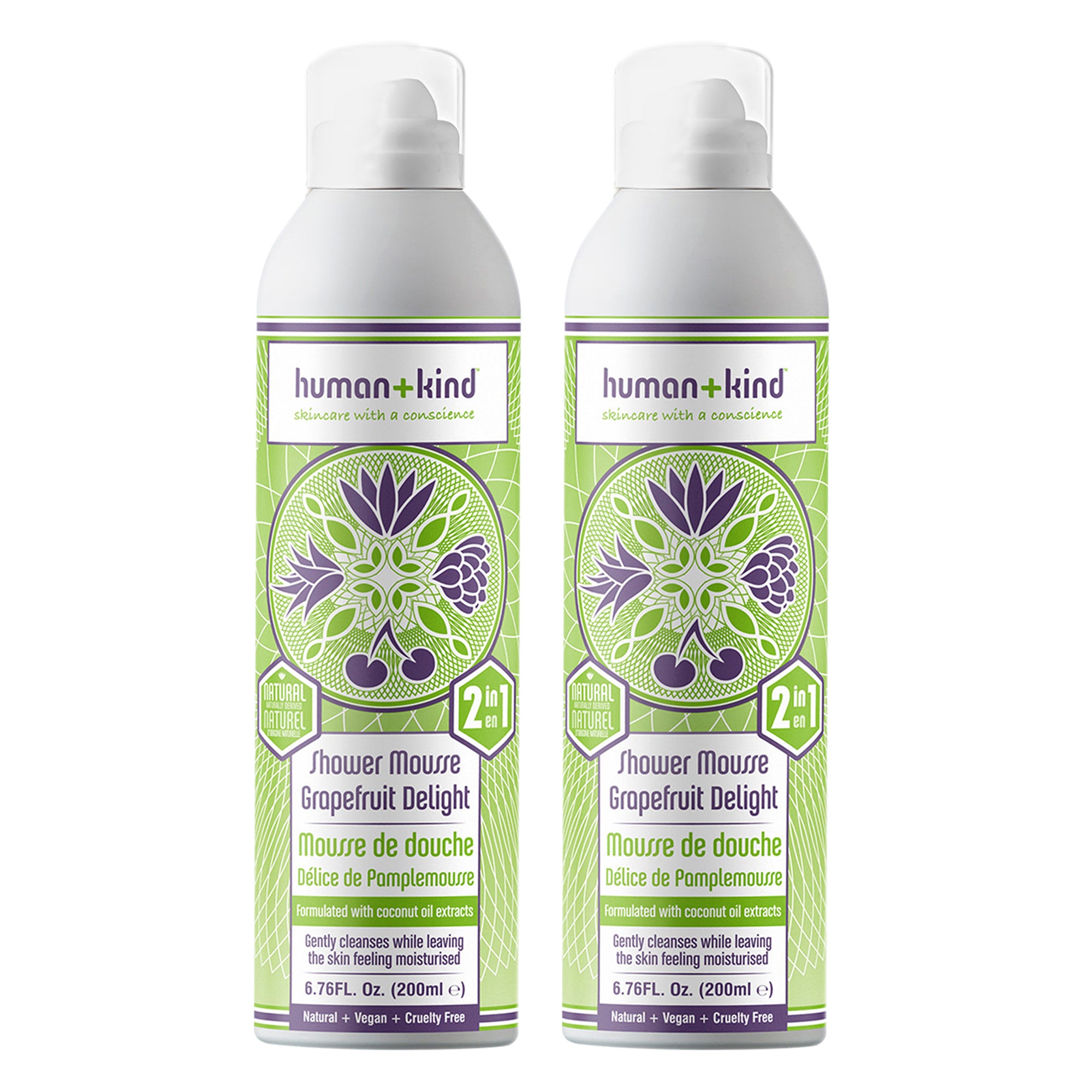 Human+Kind Shower Mousse Bodywash - Grapefruit Delight - Pack of 2 -Thefragrancemart.com