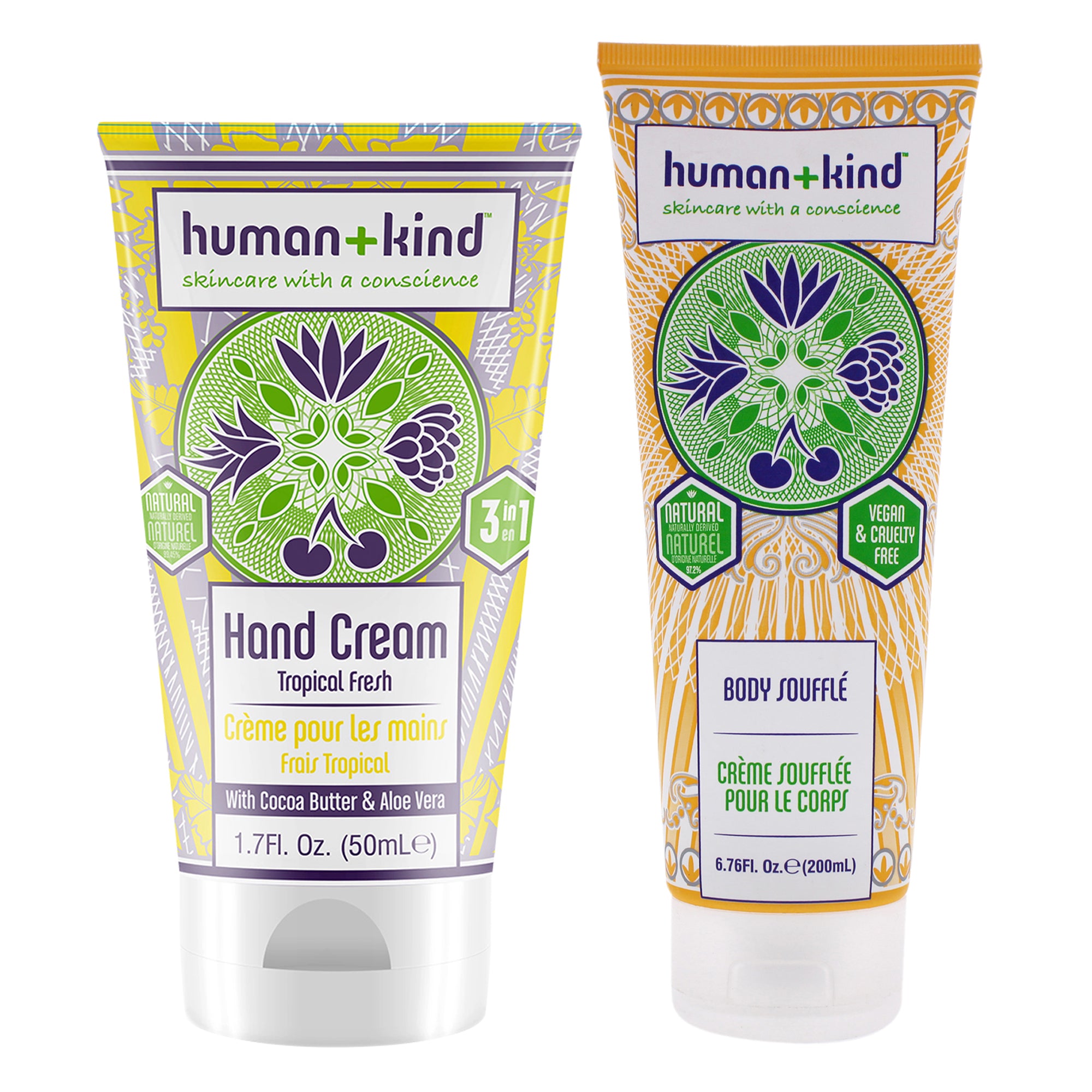 Human+Kind Hand-Elbow-Feet Cream - Tropical Fresh and Body Souffle - Tube Kit -Thefragrancemart.com