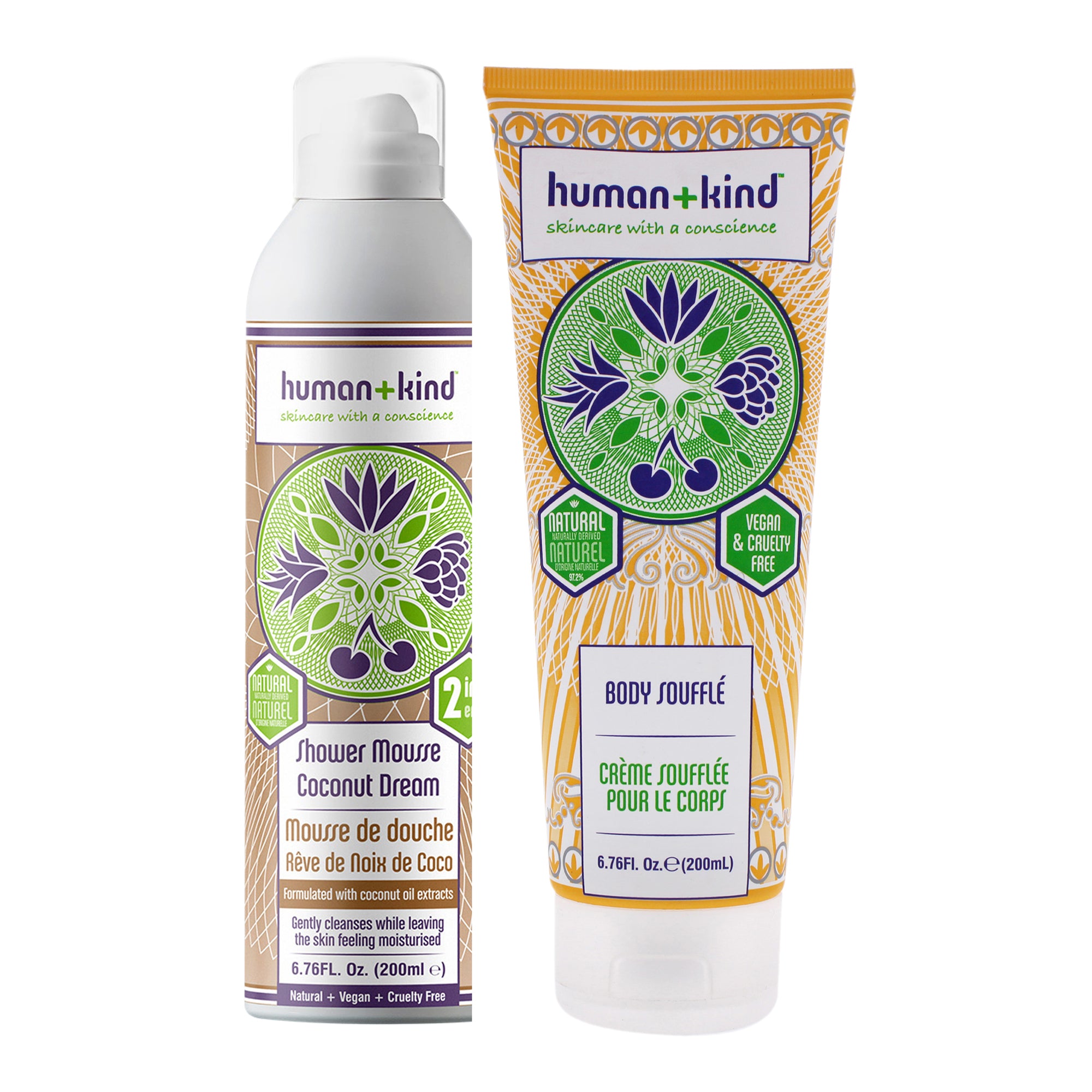 Human+Kind Shower Mousse Bodywash - Coconut Dream and Body Souffle - Tube Kit -Thefragrancemart.com