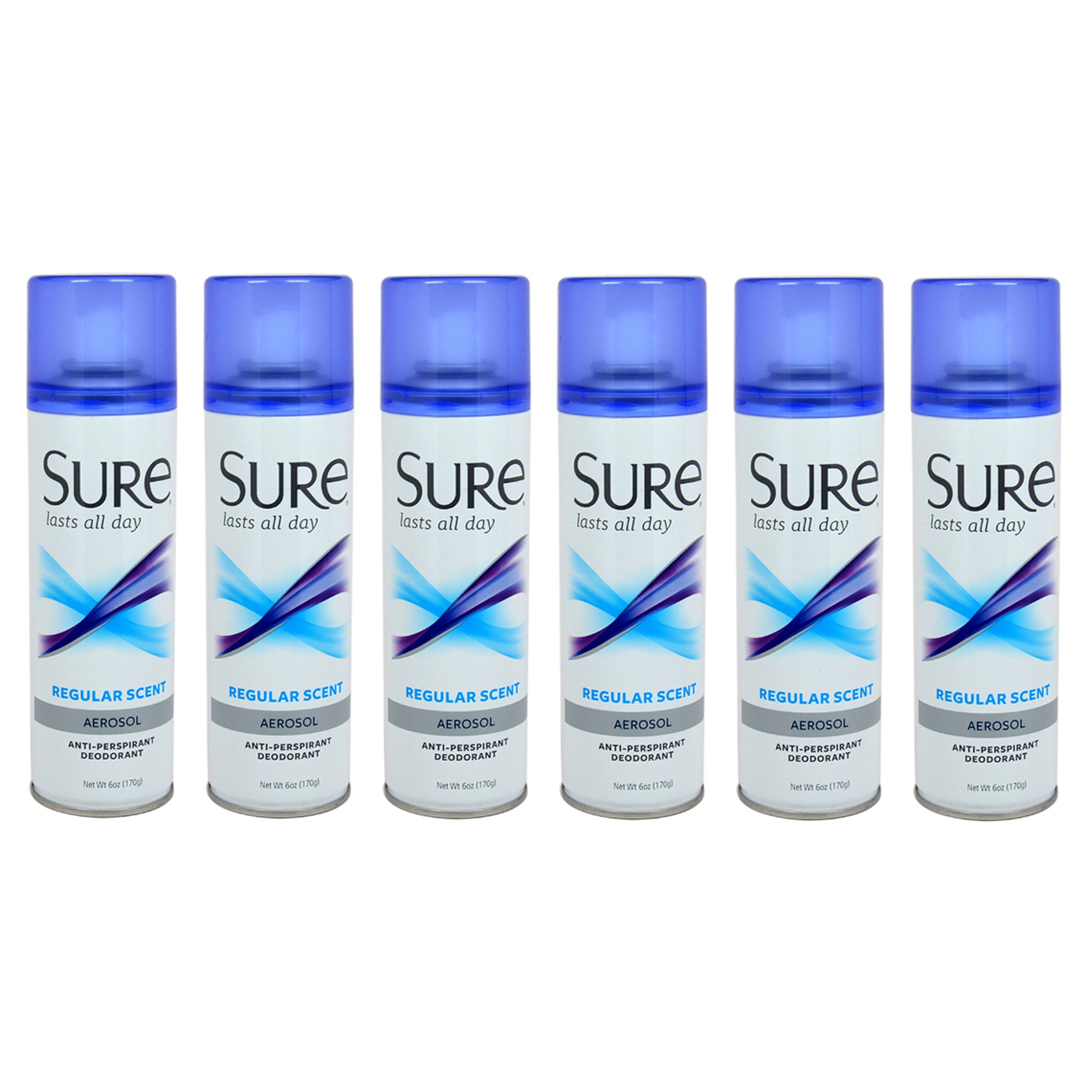 Sure Aerosol Regular Scent Anti-Perspirant and Deodorant - Pack of 6 -Thefragrancemart.com