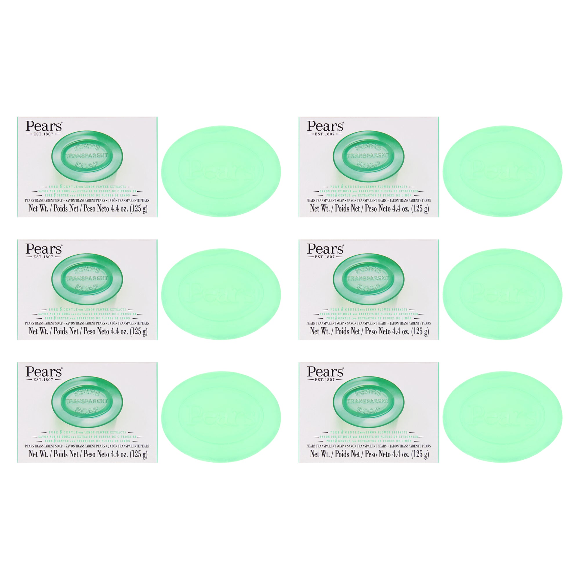 Pears Oil Clear Hypoallergenic Bar - Pack of 6 -Thefragrancemart.com