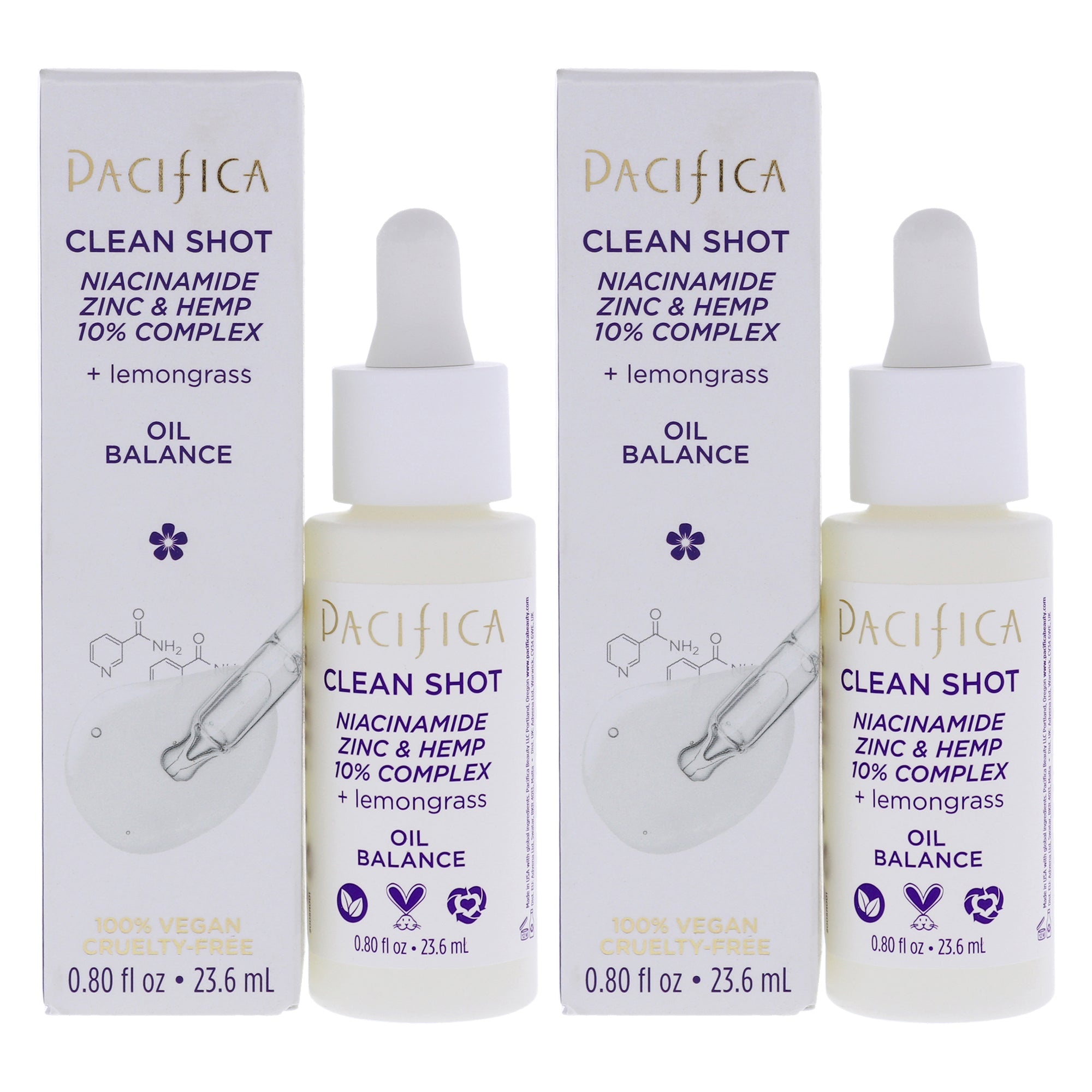 Pacifica Clean Shot Niacinamide Zinc and Hemp 10 Percent Complex - Pack of 2 -Thefragrancemart.com
