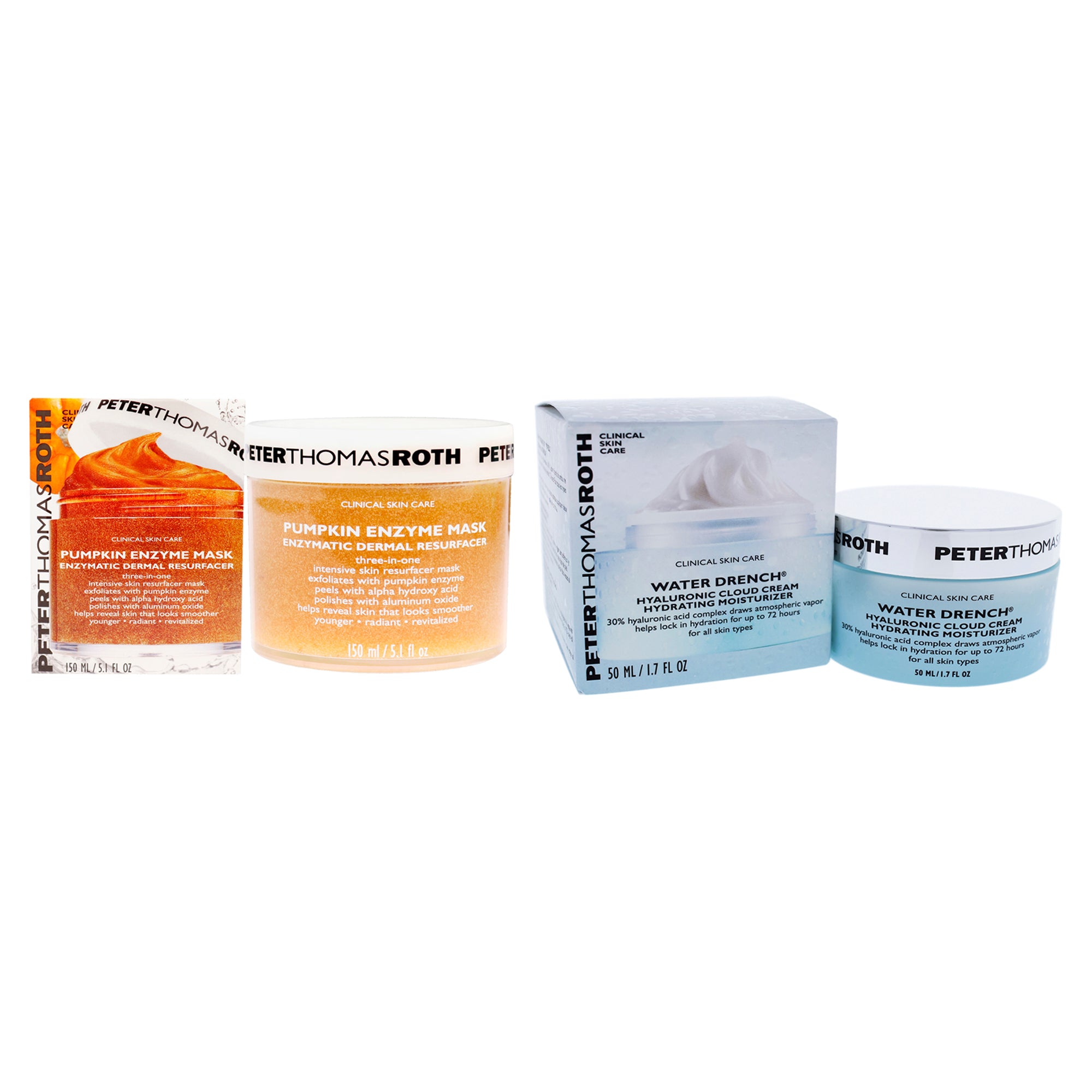 Peter Thomas Roth Pumpkin Enzyme Mask and Water Drench Hyaluronic Cloud Cream Kit -Thefragrancemart.com