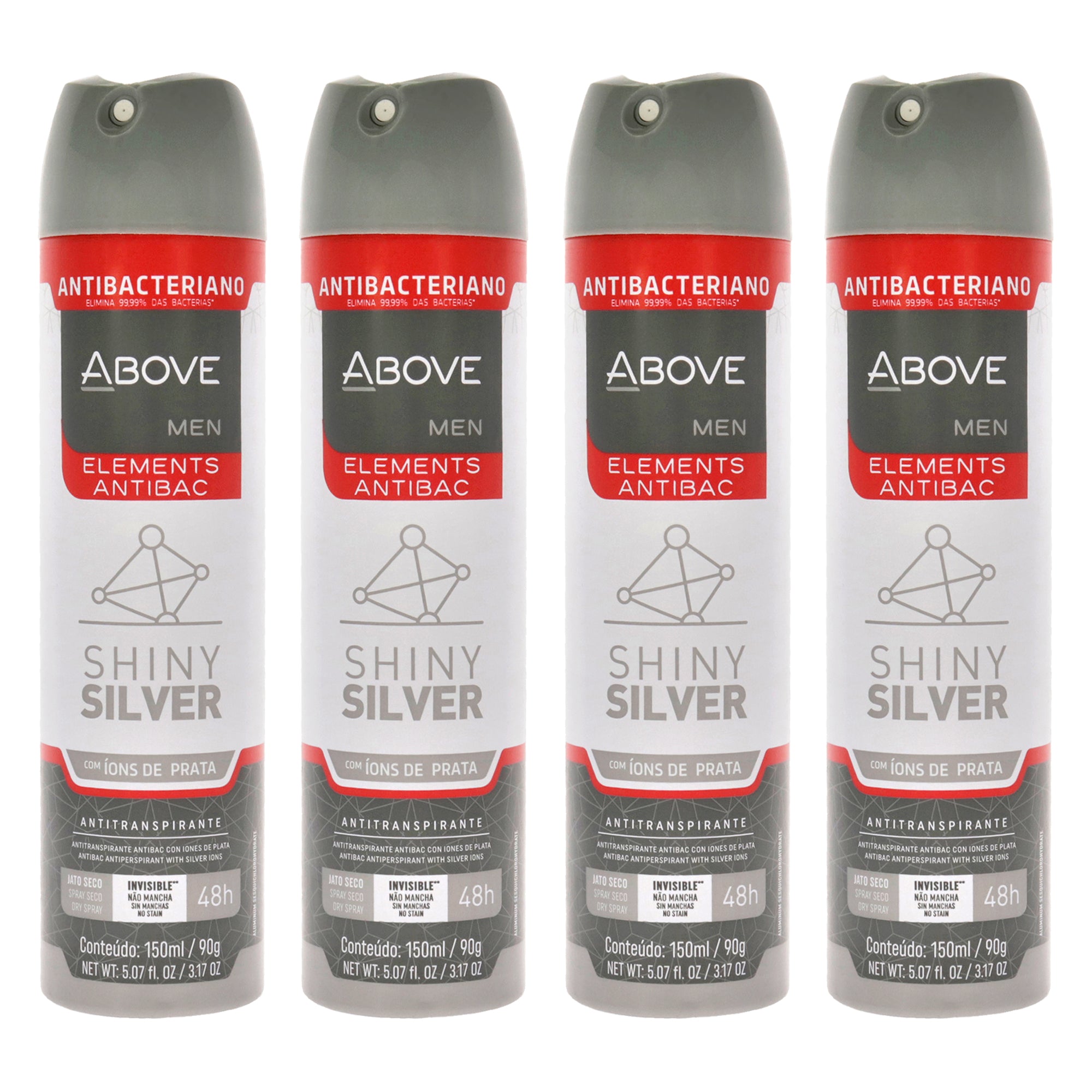 Above 48 Hours Elements Antibac Antiperspirant Deodorant - Shine Silver - Pack of 4 -Thefragrancemart.com