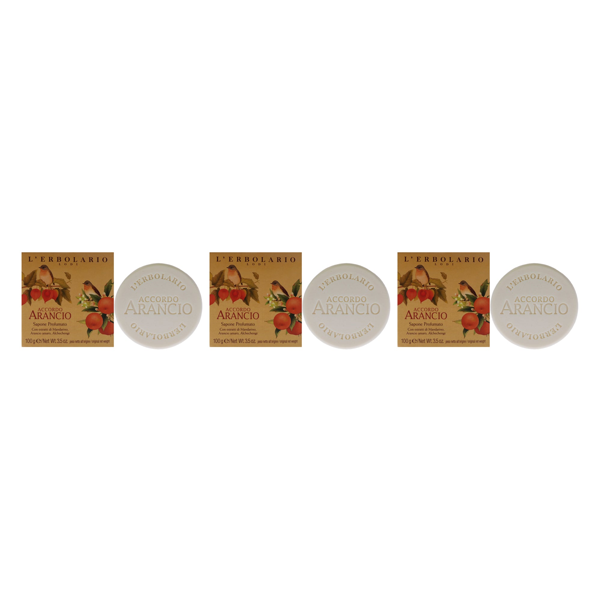 LErbolario Accordo Arancio Perfumed Soap - Pack of 3 -Thefragrancemart.com