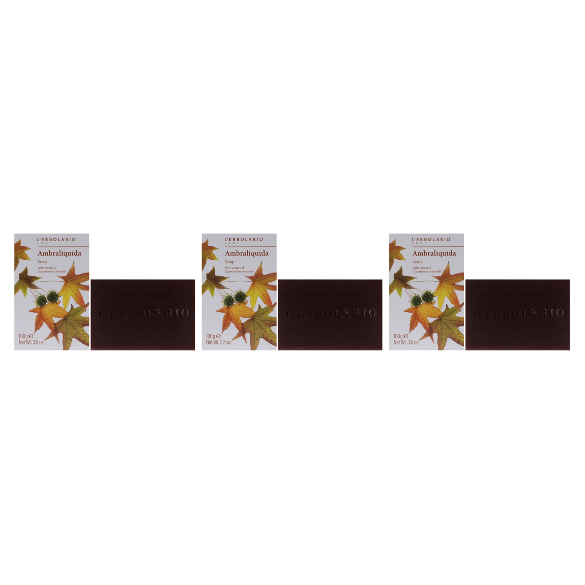 LErbolario Ambraliquida Bar Soap - Pack of 3 -Thefragrancemart.com