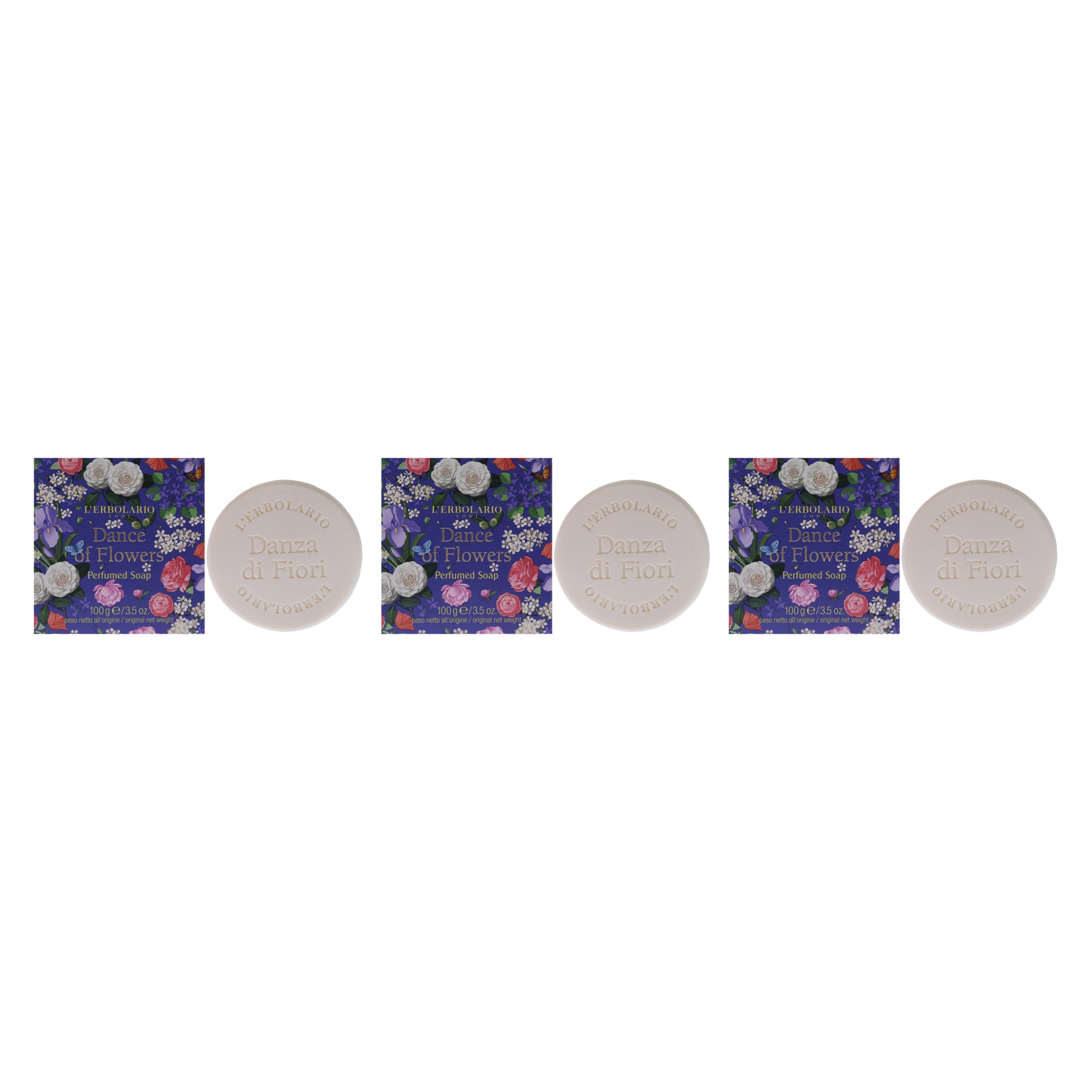 LErbolario Dance of Flowers Perfumed Bar Soap - Pack of 3 -Thefragrancemart.com