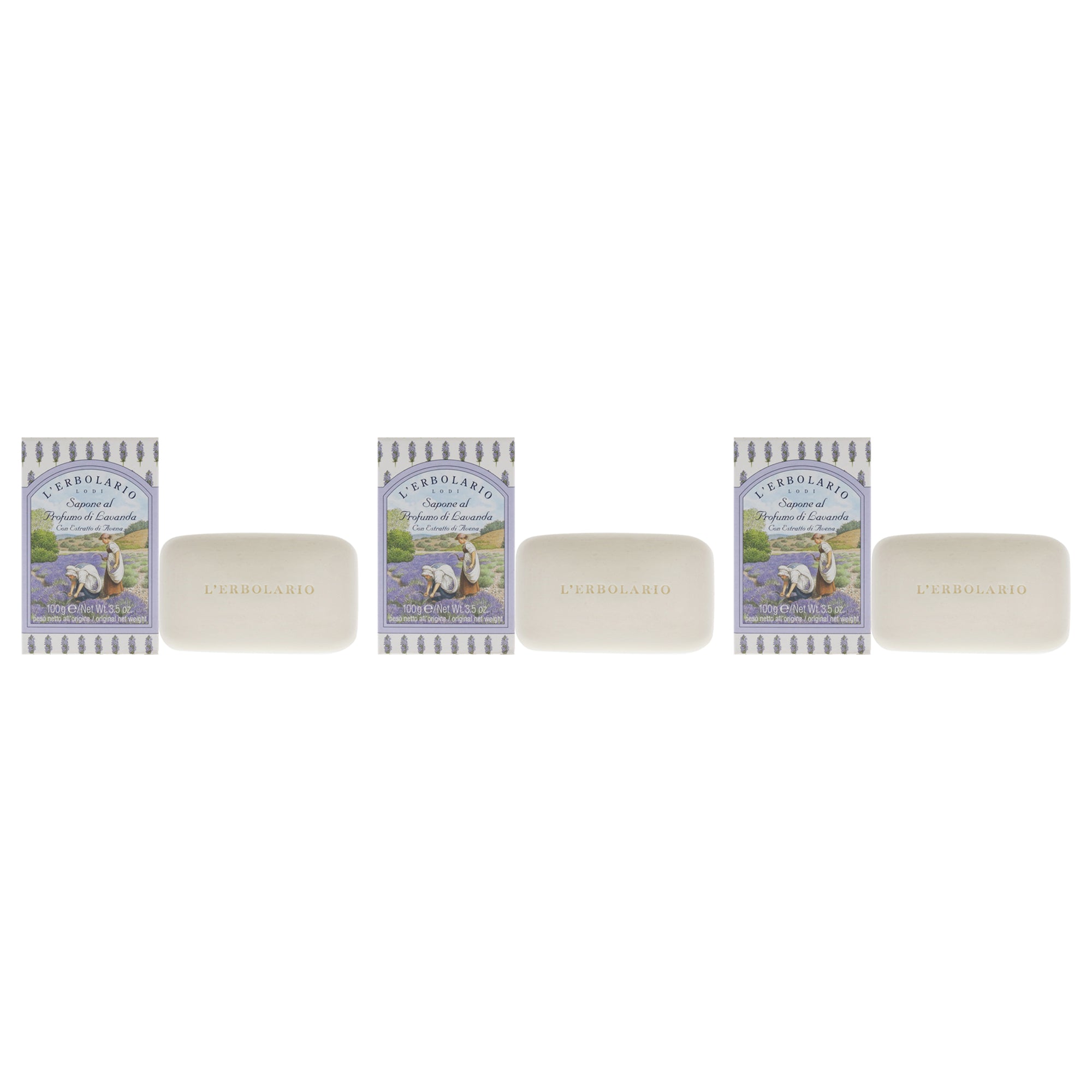 LErbolario Lavender Perfumed Soap - Pack of 3 -Thefragrancemart.com