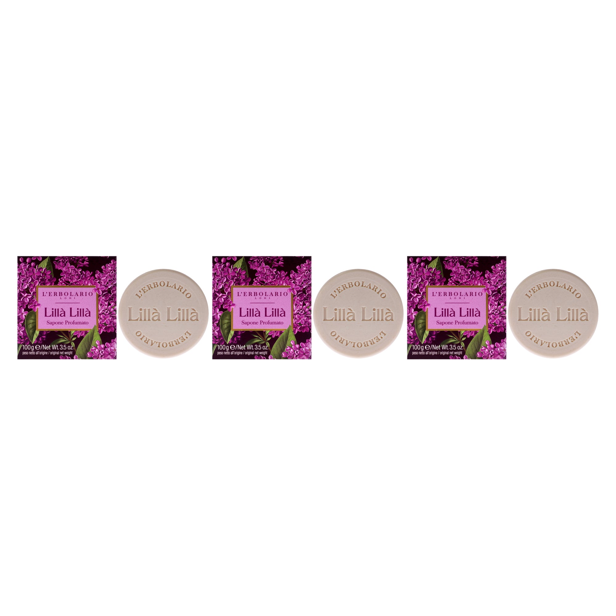 LErbolario Lilac Lila Perfumed Soap - Pack of 3 -Thefragrancemart.com