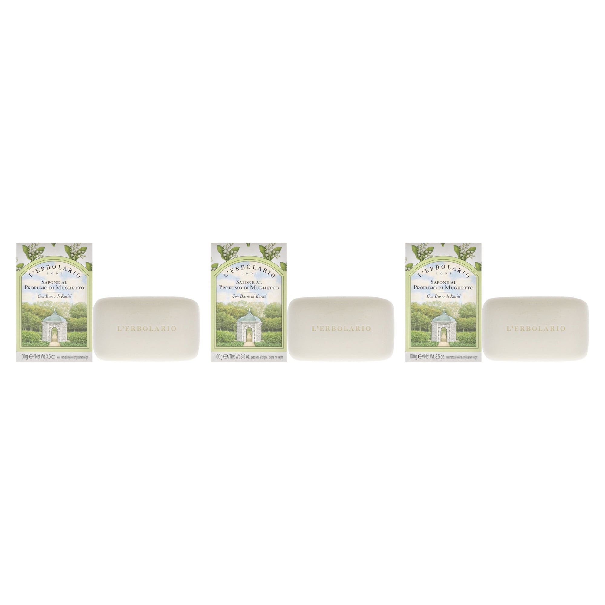 LErbolario Perfumed Soap - Lily of the Valley - Pack of 3 -Thefragrancemart.com