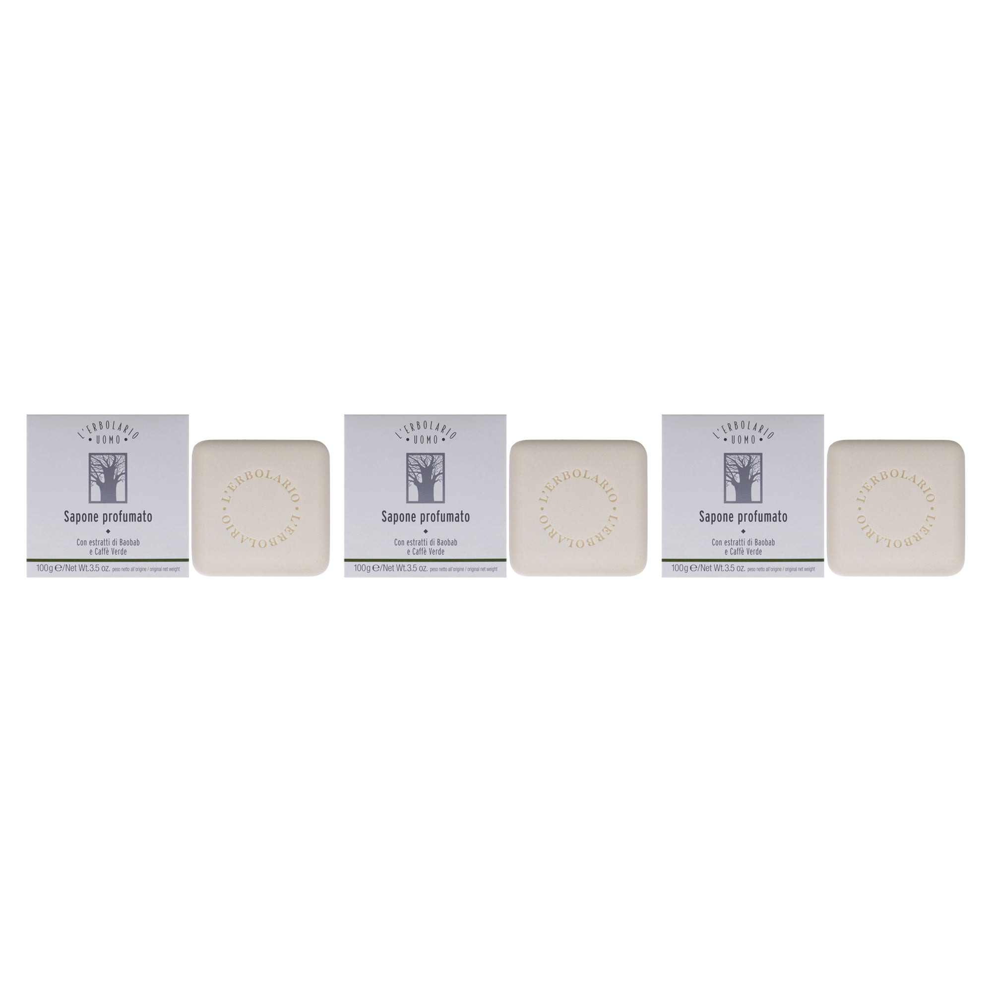 LErbolario Uomo Baobab Soap - Pack of 3 -Thefragrancemart.com