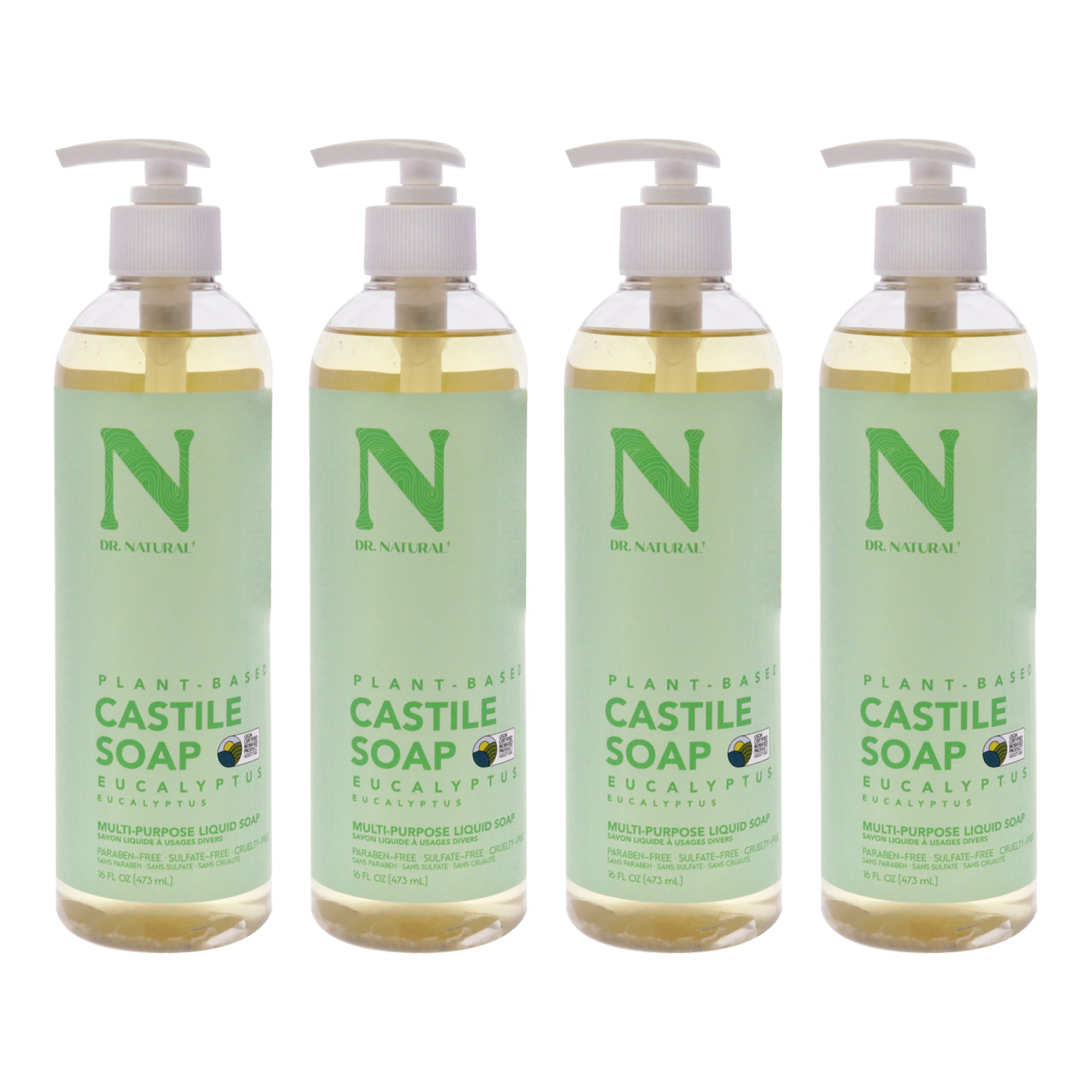 Dr. Natural Castile Liquid Soap - Eucalyptus - Pack of 4 -Thefragrancemart.com