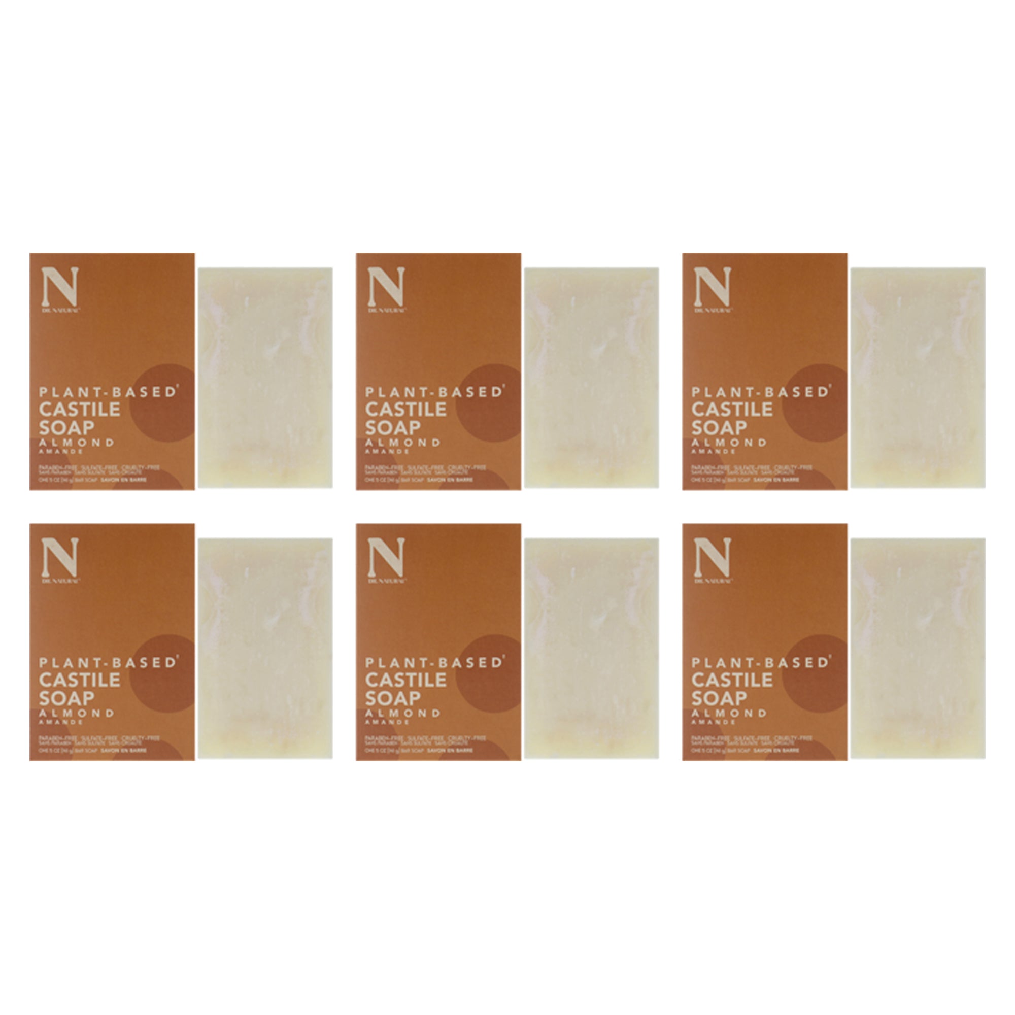 Dr. Natural Castile Bar Soap - Almond - Pack of 6 -Thefragrancemart.com