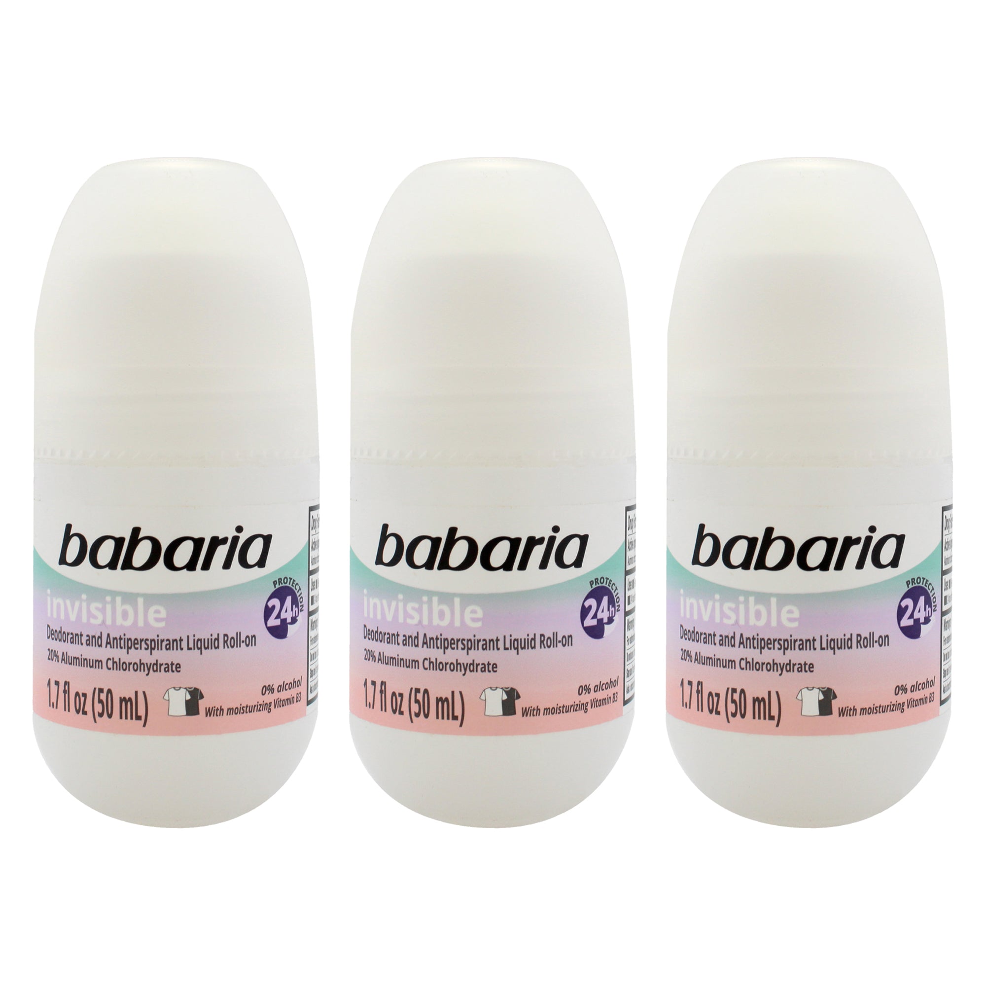Babaria Invisible 24H Protection Deodorant and Antiperpirant - Pack of 3 -Thefragrancemart.com