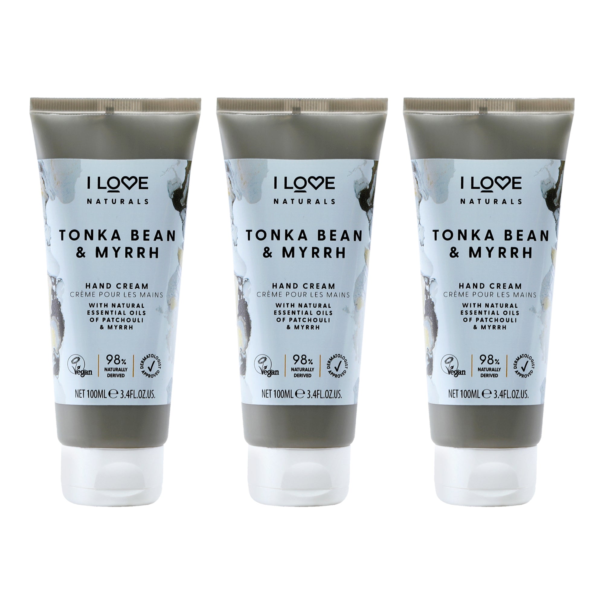 I Love Cosmetics Tonka Bean and Myrrh Hand Cream - Pack of 3 -Thefragrancemart.com