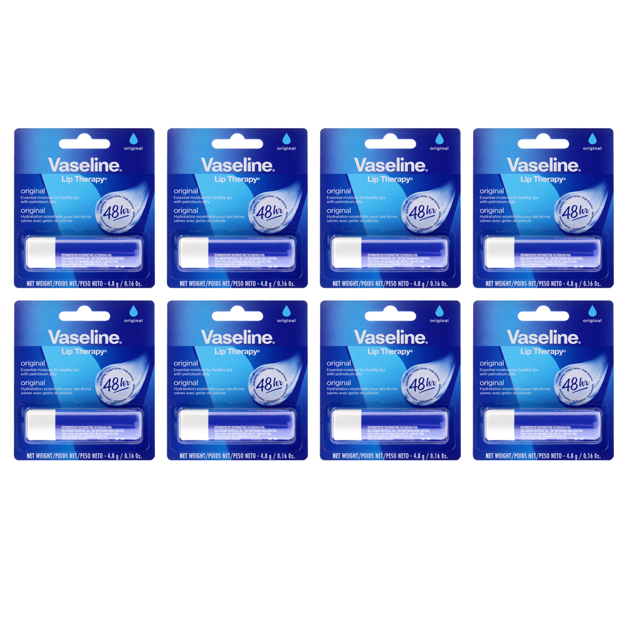 Vaseline Lip Therapy Original Petroleum Jelly - Pack of 8 -Thefragrancemart.com