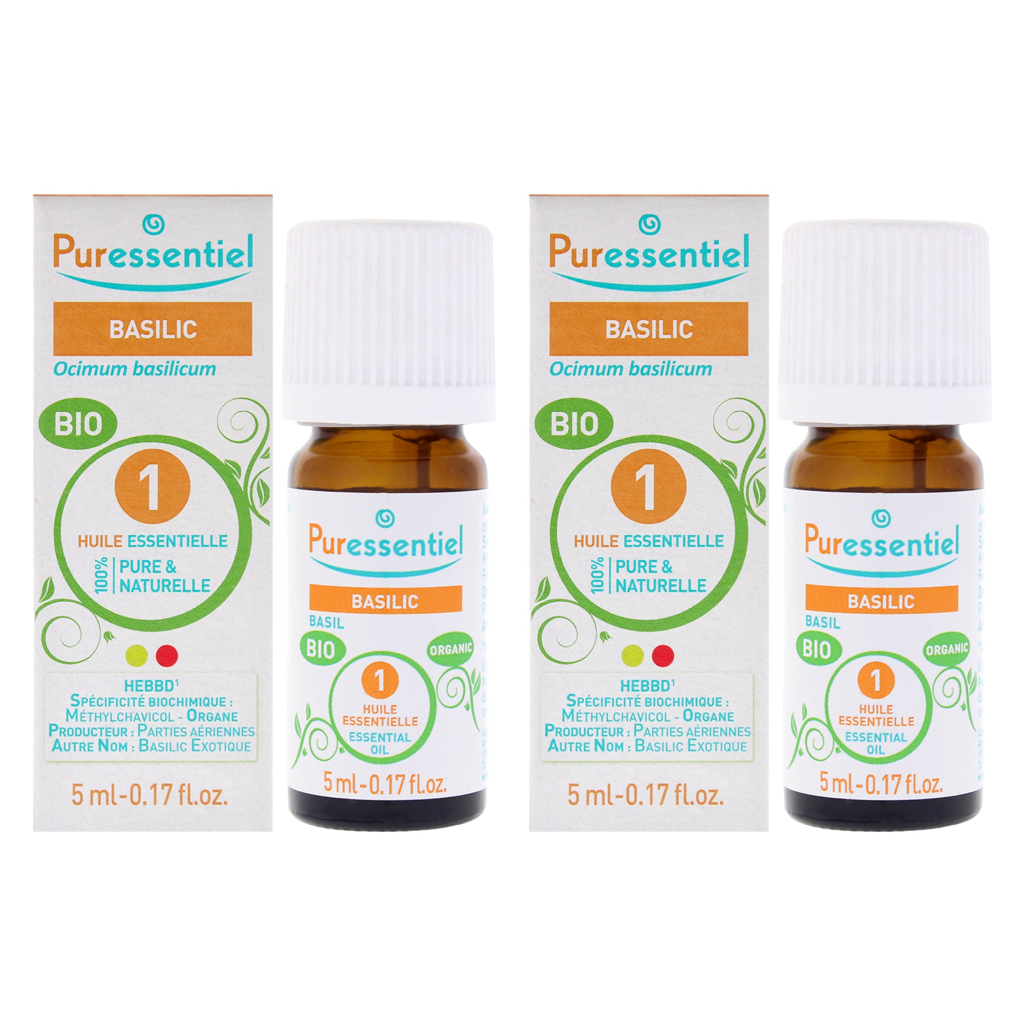 Puressentiel Organic Essential Oil - Basil - Pack of 2 -Thefragrancemart.com