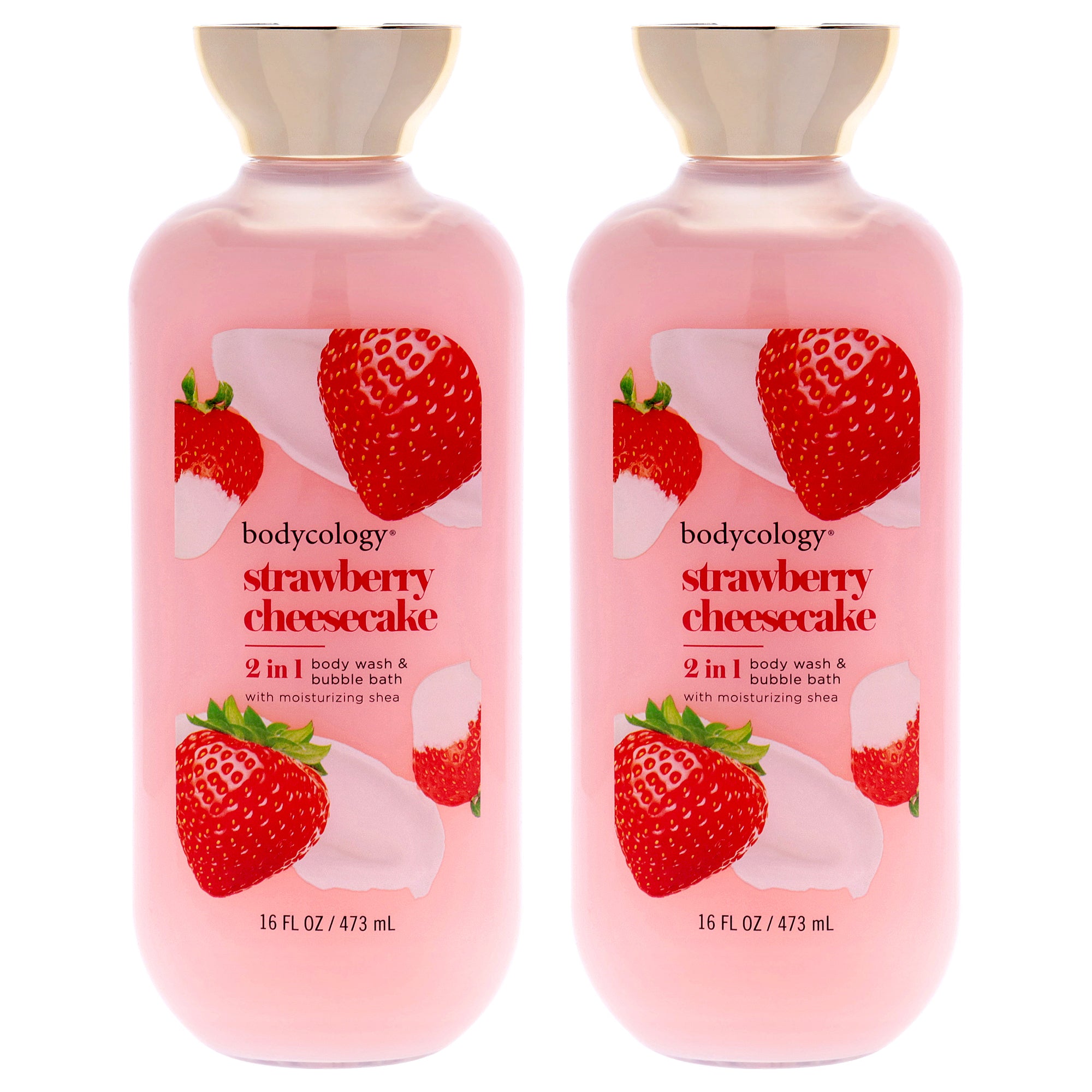 Bodycology 2 in 1 Body Wash and Bubble Bath - Strawberry Cheesecake - Pack of 2 -Thefragrancemart.com