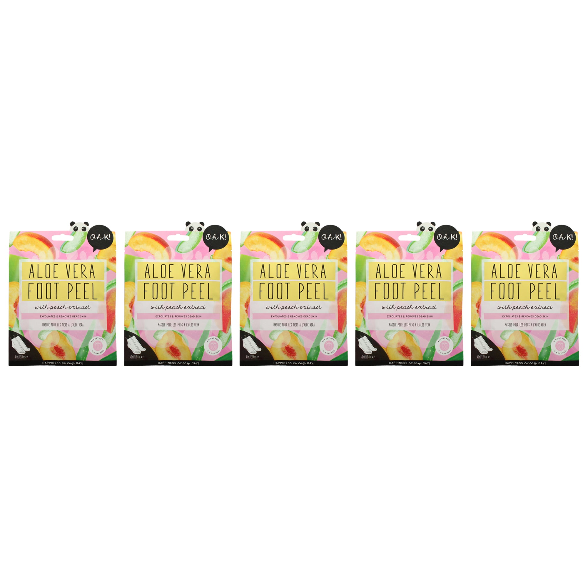 Oh K! Foot Peel Mask - Aloe Vera - Pack of 5 -Thefragrancemart.com