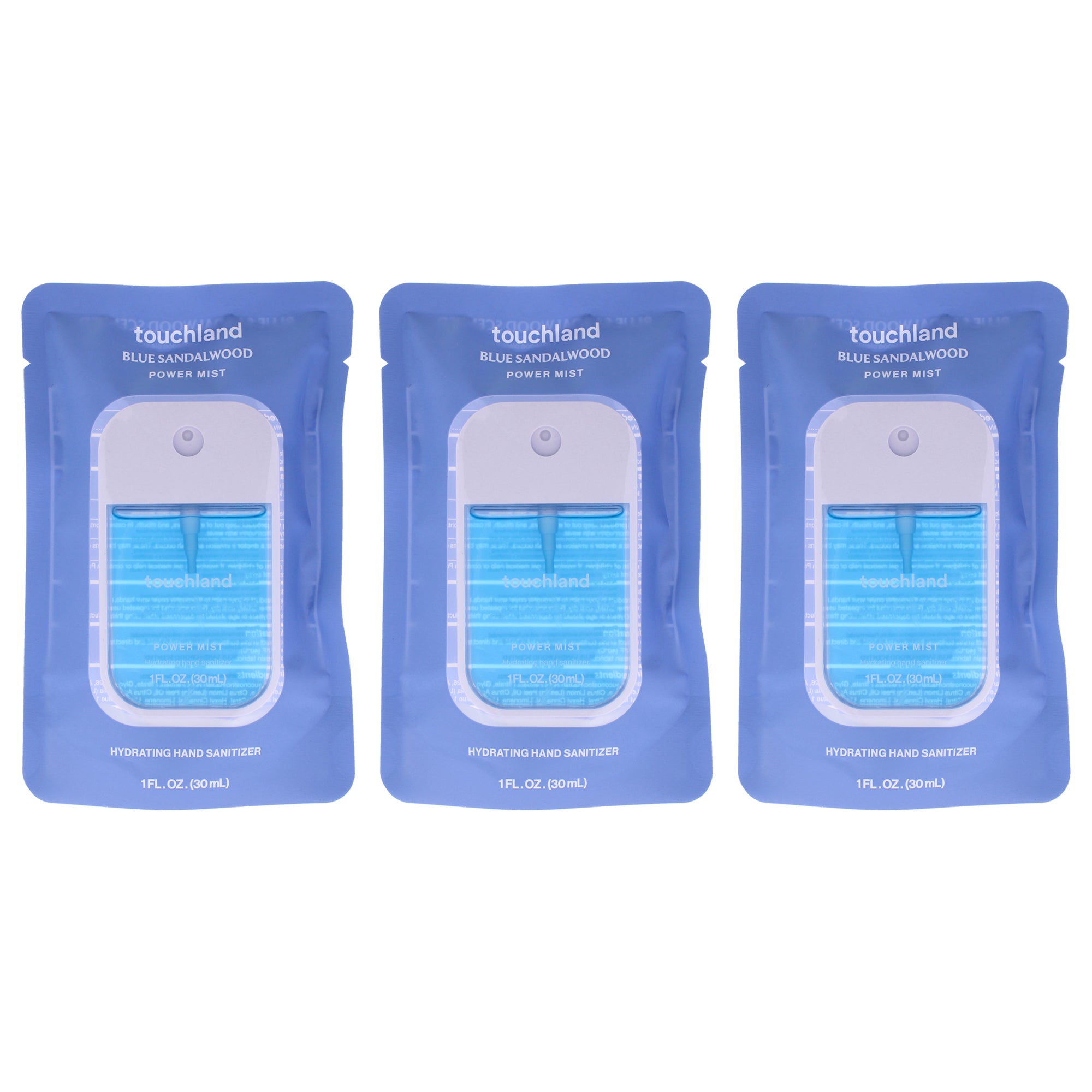 Touchland Power Mist Hydrating Hand Sanitizer - Blue Sandalwood - Pack of 3 -Thefragrancemart.com