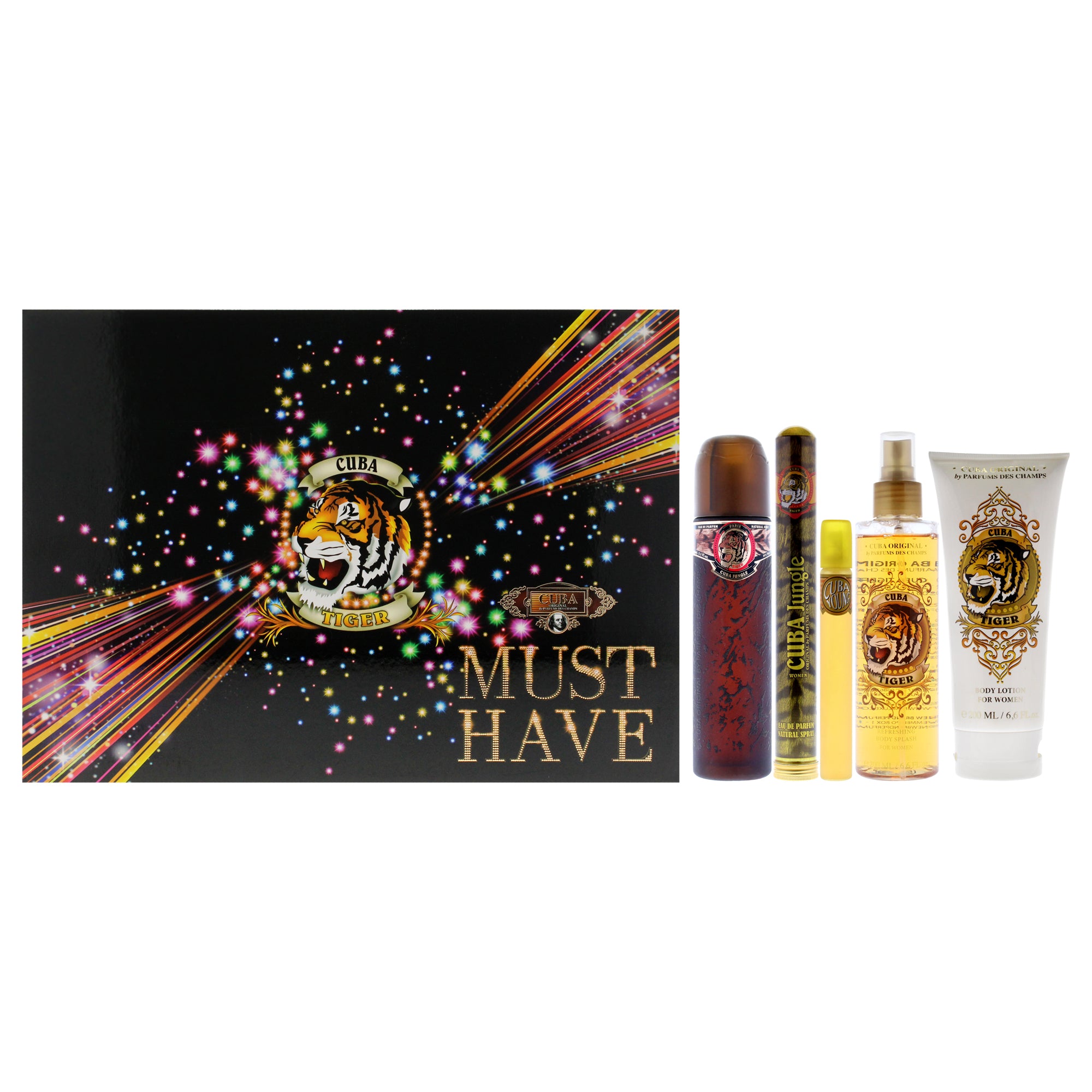 Cuba Must Have Tiger 5 Pc Gift Set-Thefragrancemart.com