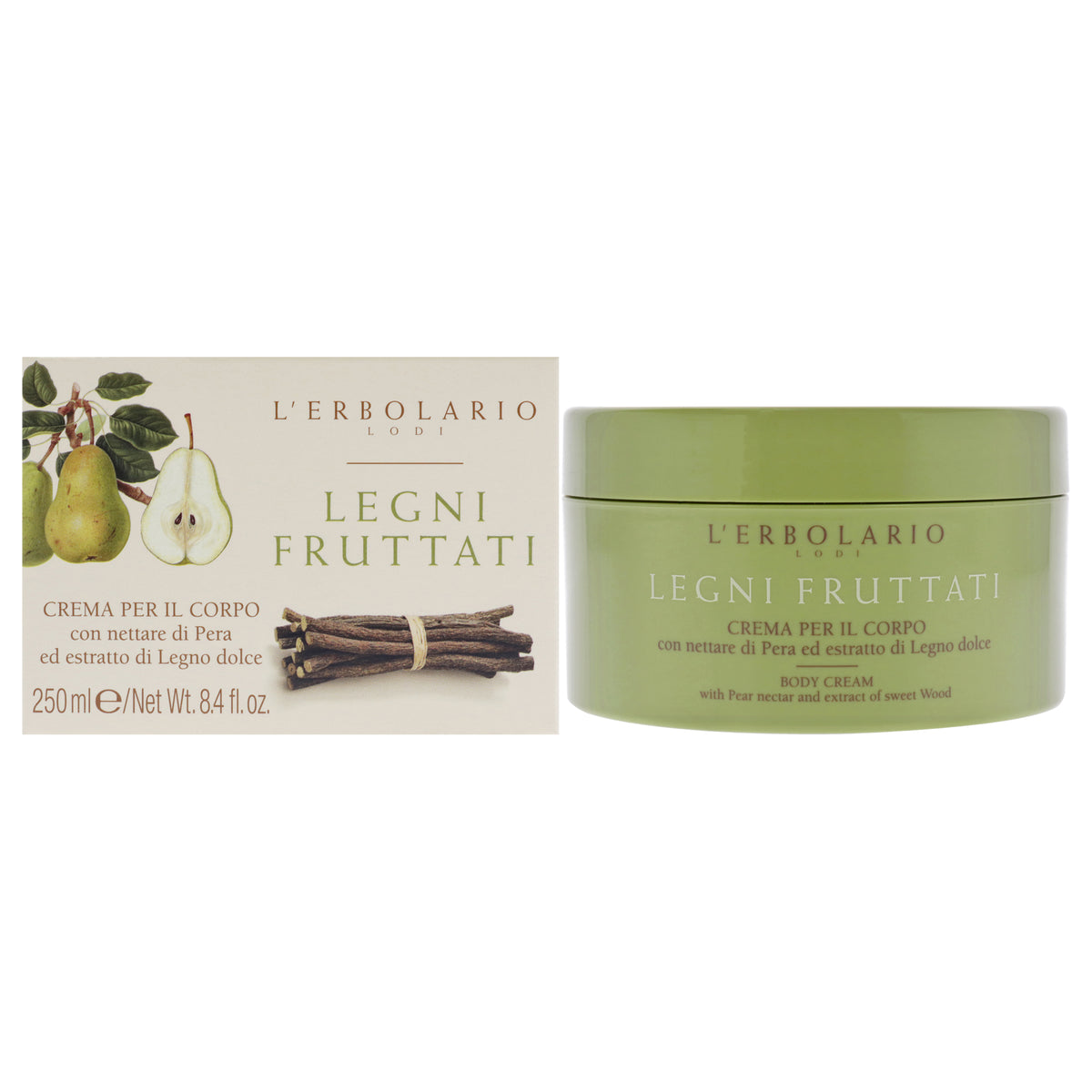 LErbolario Body Cream - Pear Nectar and Sweet Woods -Thefragrancemart.com