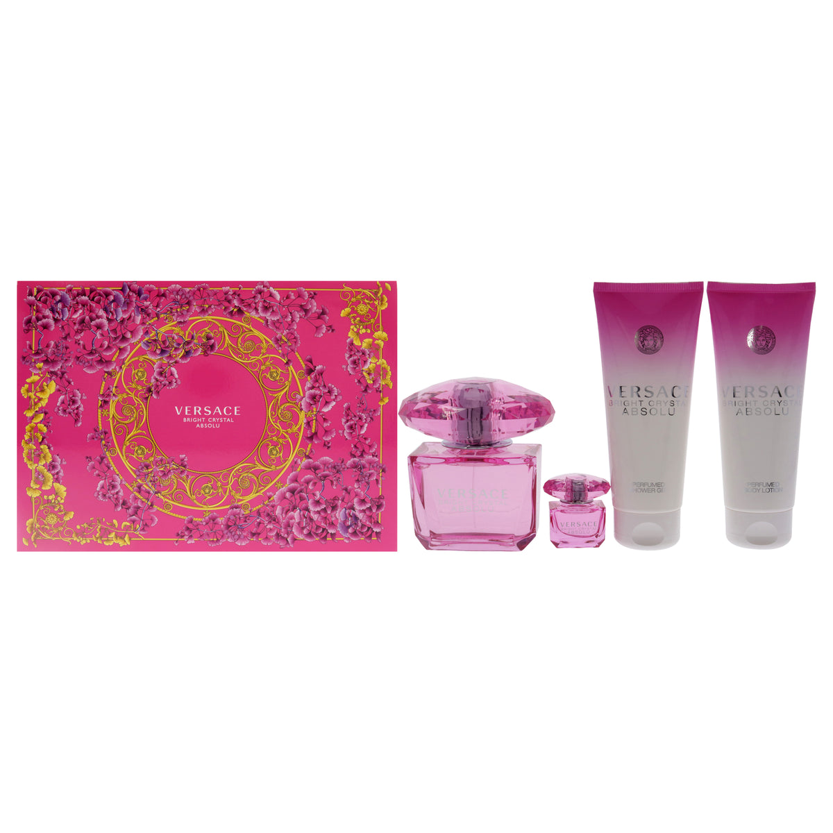 Versace Bright Crystal Absolu 4 Pc Gift Set-Thefragrancemart.com